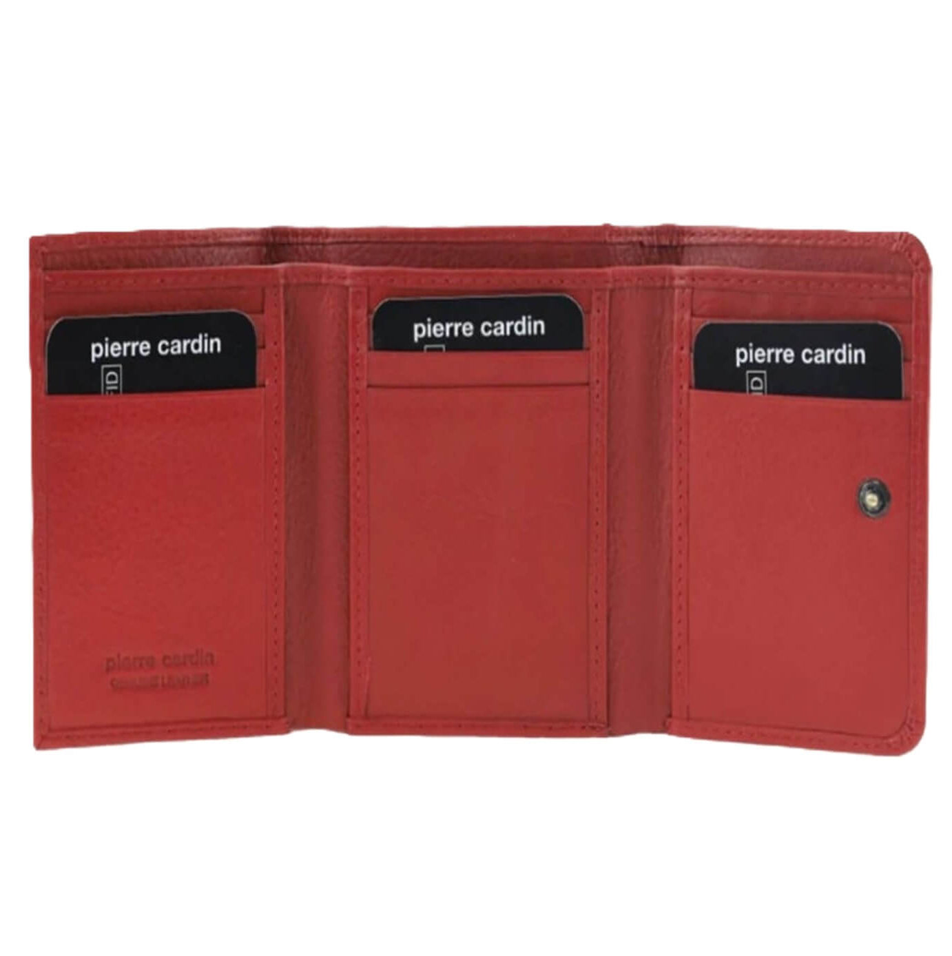 Pierre Cardin Ladies Leather Tri-fold Wallet in Red