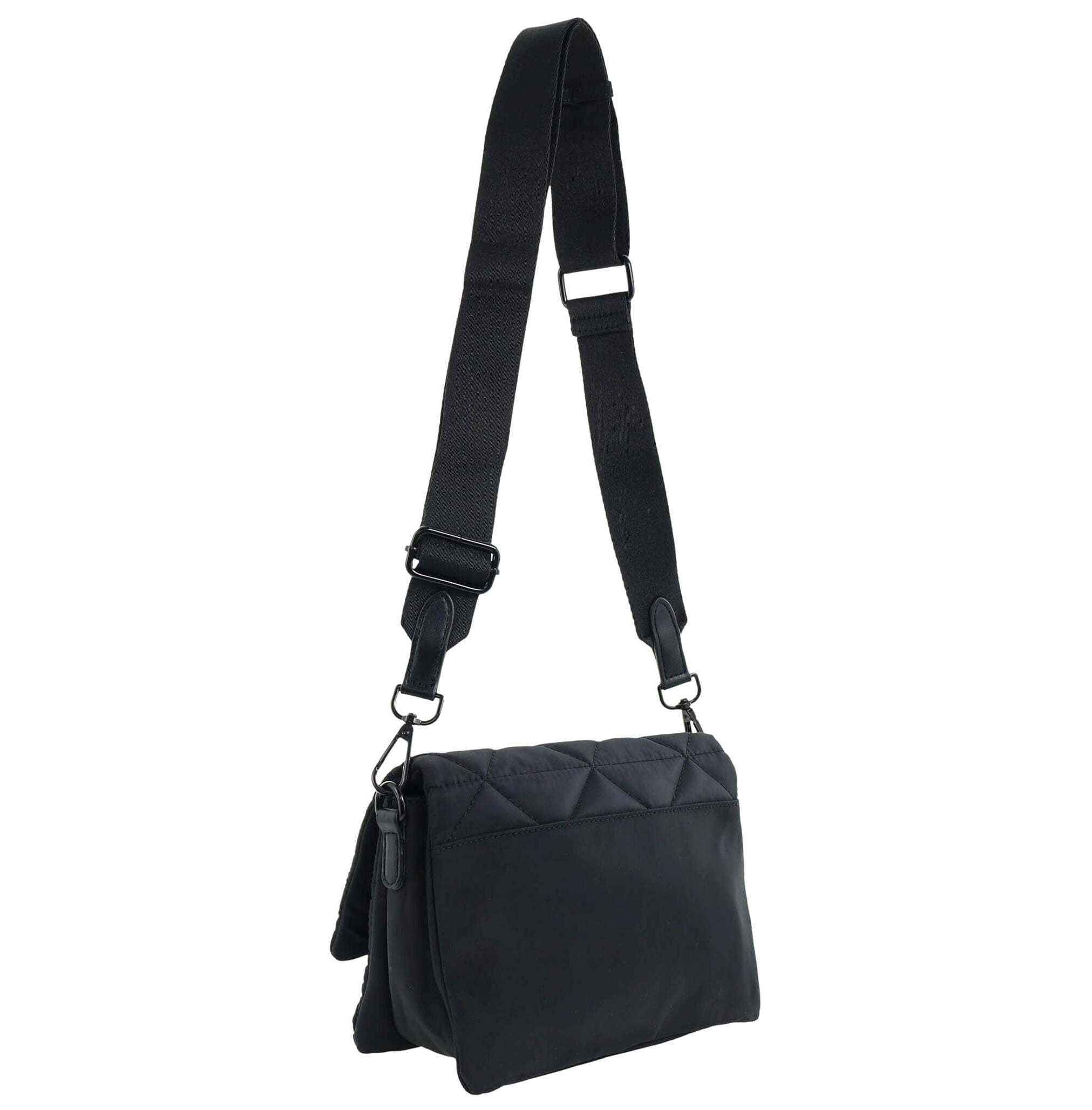 Pierre Cardin Ladies Nylon Quilted Crossbody Bag in Black