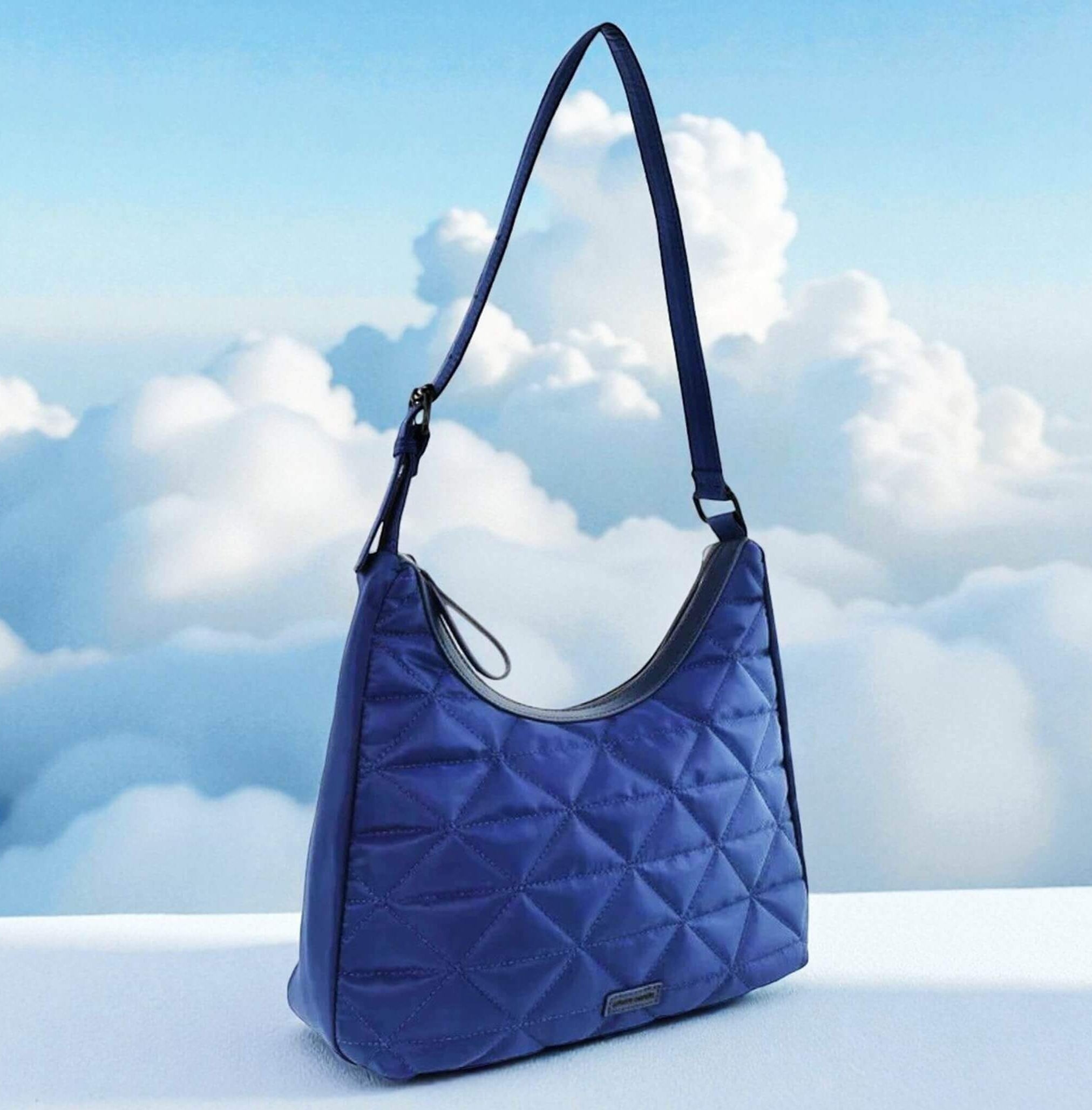 Pierre Cardin Ladies Nylon Quilted Hobo Bag in Navy