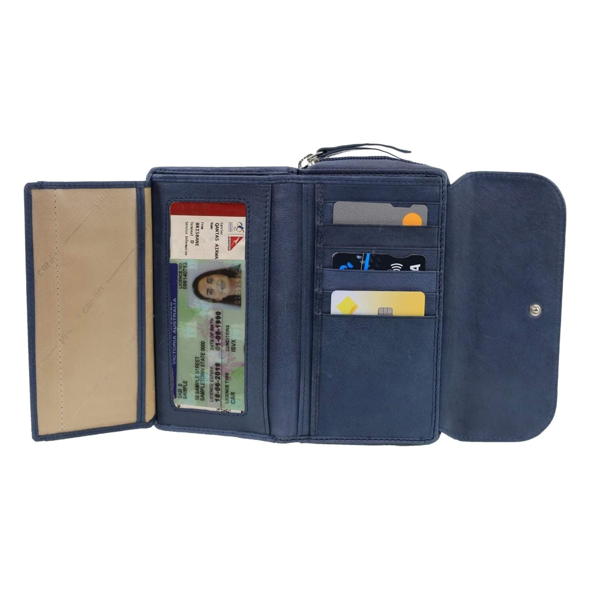 Pierre Cardin Ladies Tri-fold RFID Leather Wallet in Denum