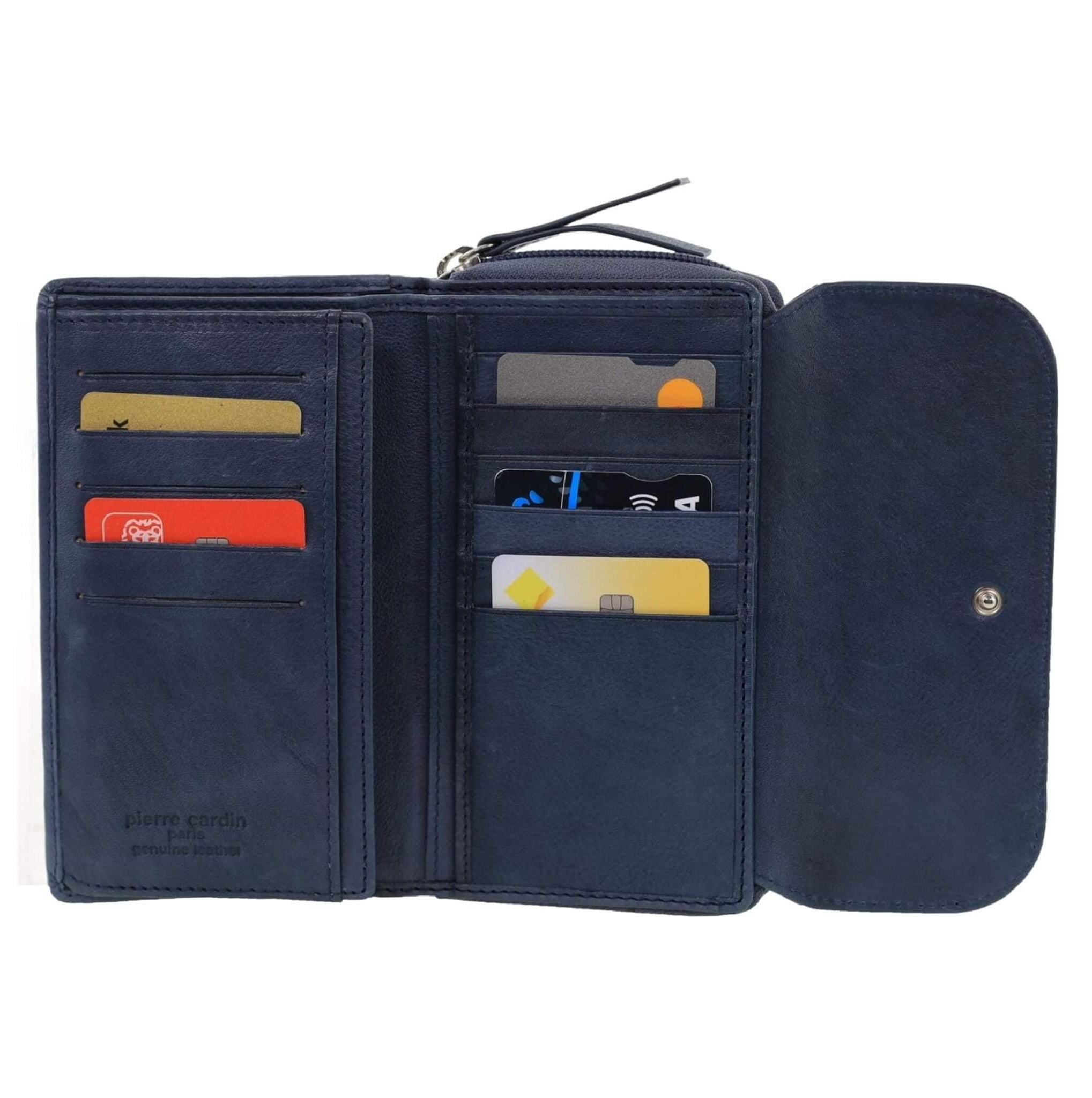 Pierre Cardin Ladies Tri-fold RFID Leather Wallet in Denum