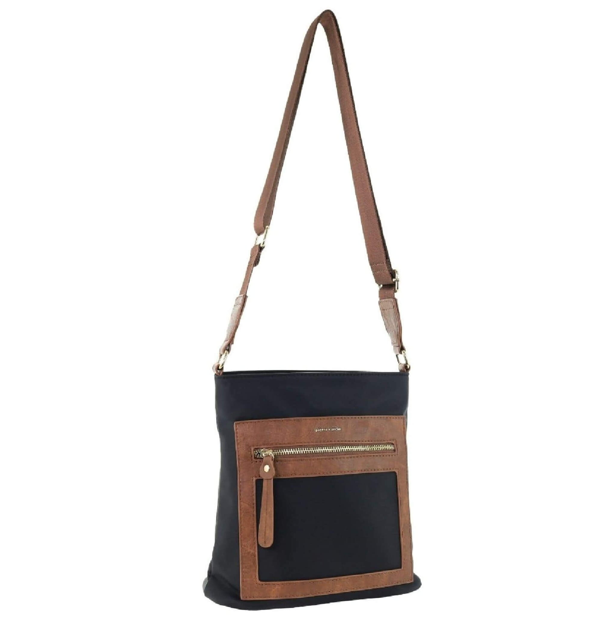 Pierre Cardin RFID Nylon Crossbody Bag In Black