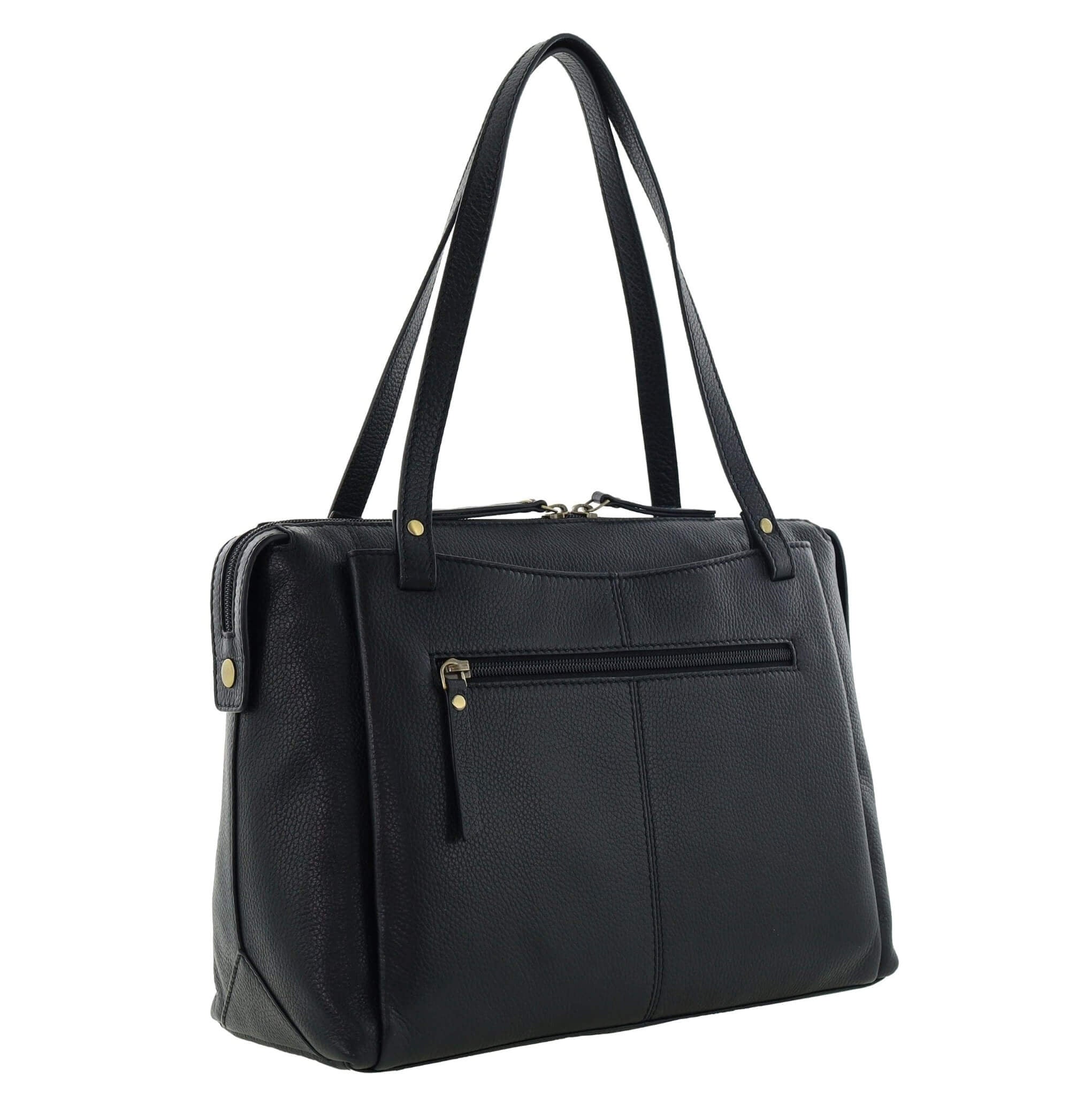 Pierre Cardin Italian Leather Ladies Tote Bag In Black