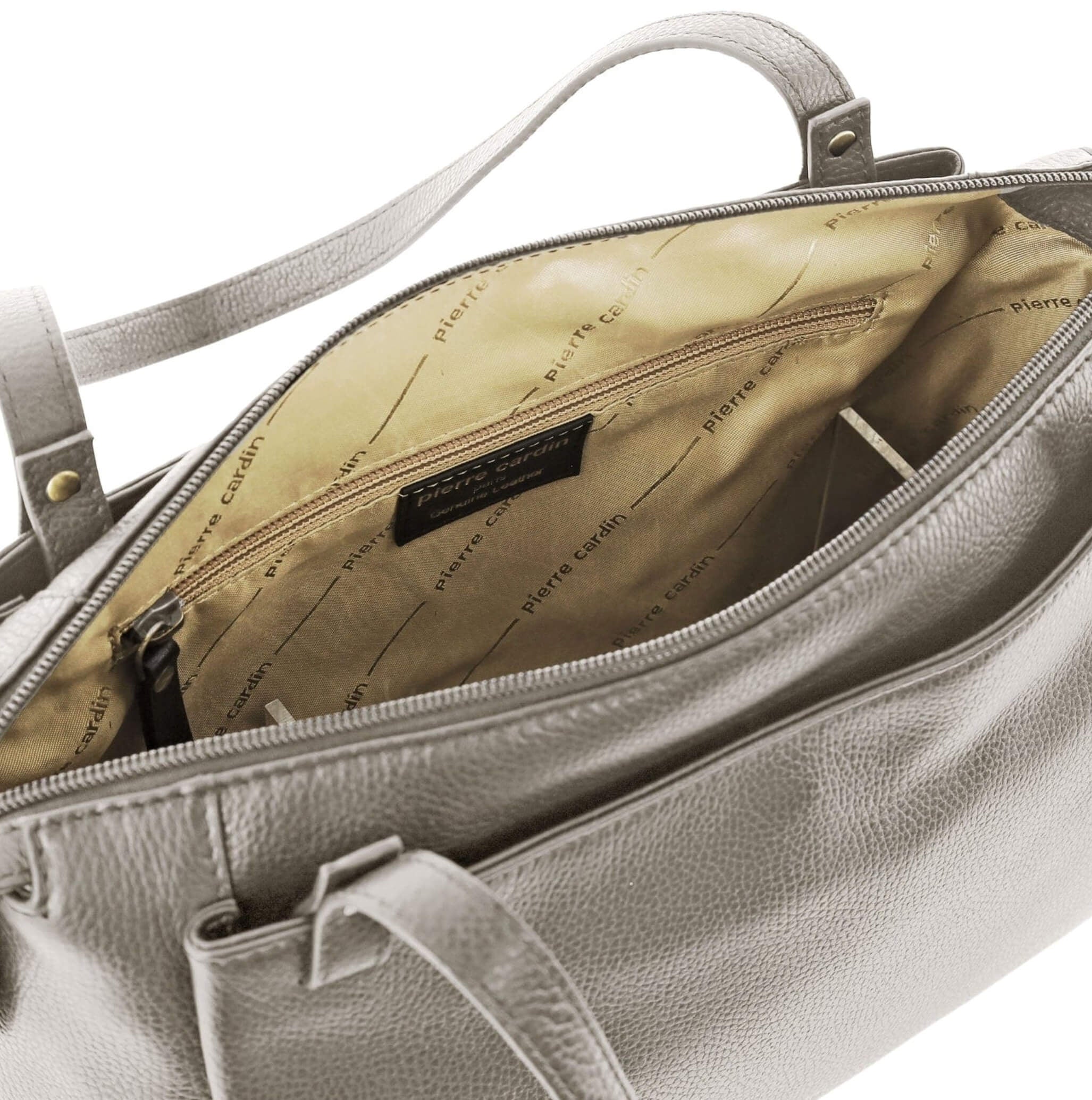 Pierre Cardin Italian Leather Ladies Tote Bag In Bone