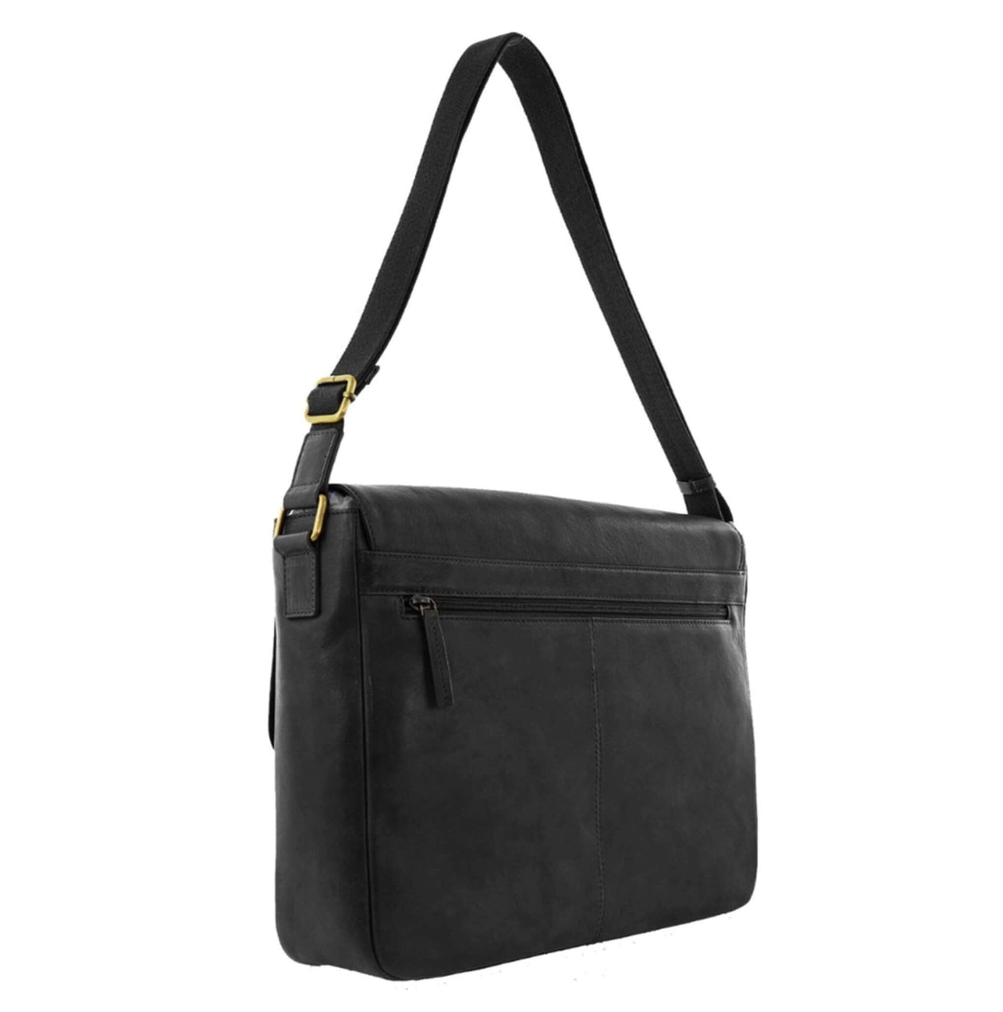 Pierre Cardin Mens Leather Messenger Bag in Black