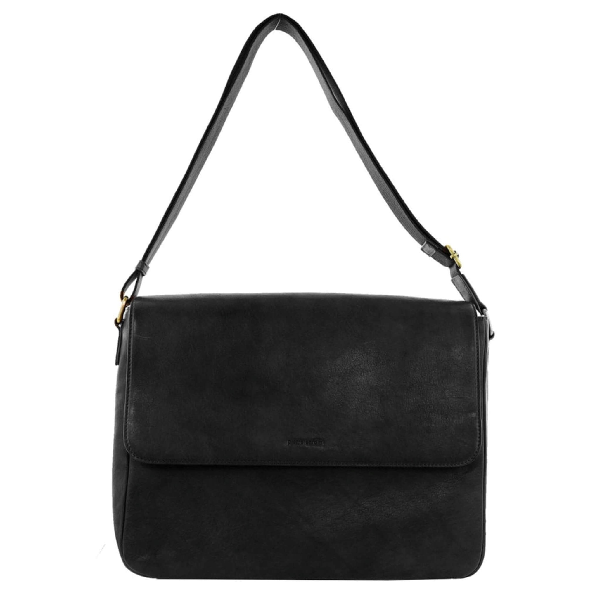 Pierre Cardin Mens Leather Messenger Bag in Black