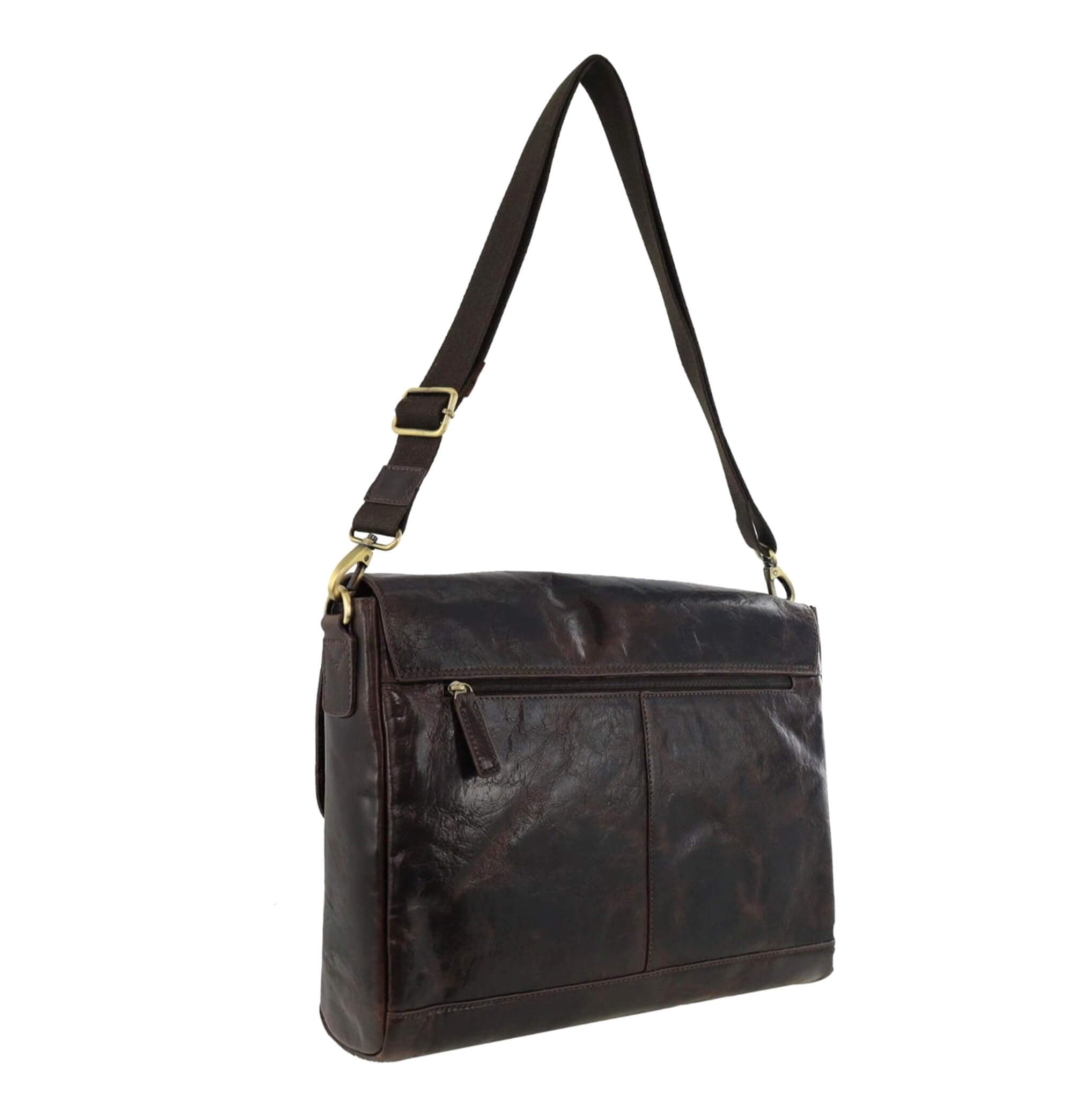 Pierre Cardin Men's Leather Messenger/Computer Bag in Chocolate