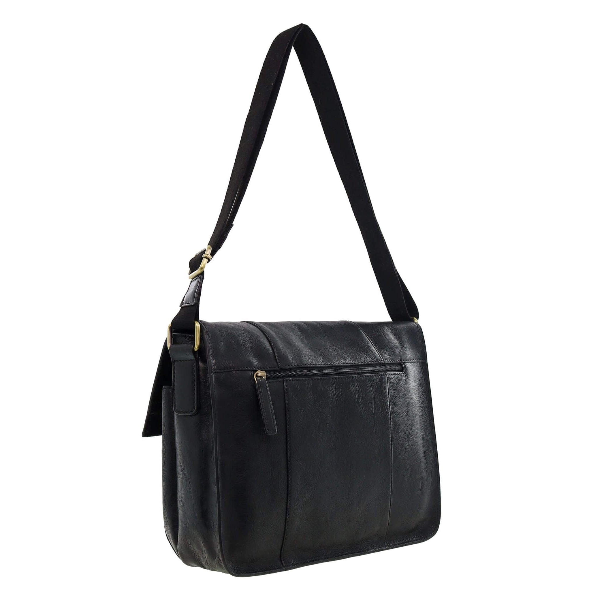Pierre Cardin Men's Leather Messenger/Laptop Bag in Black