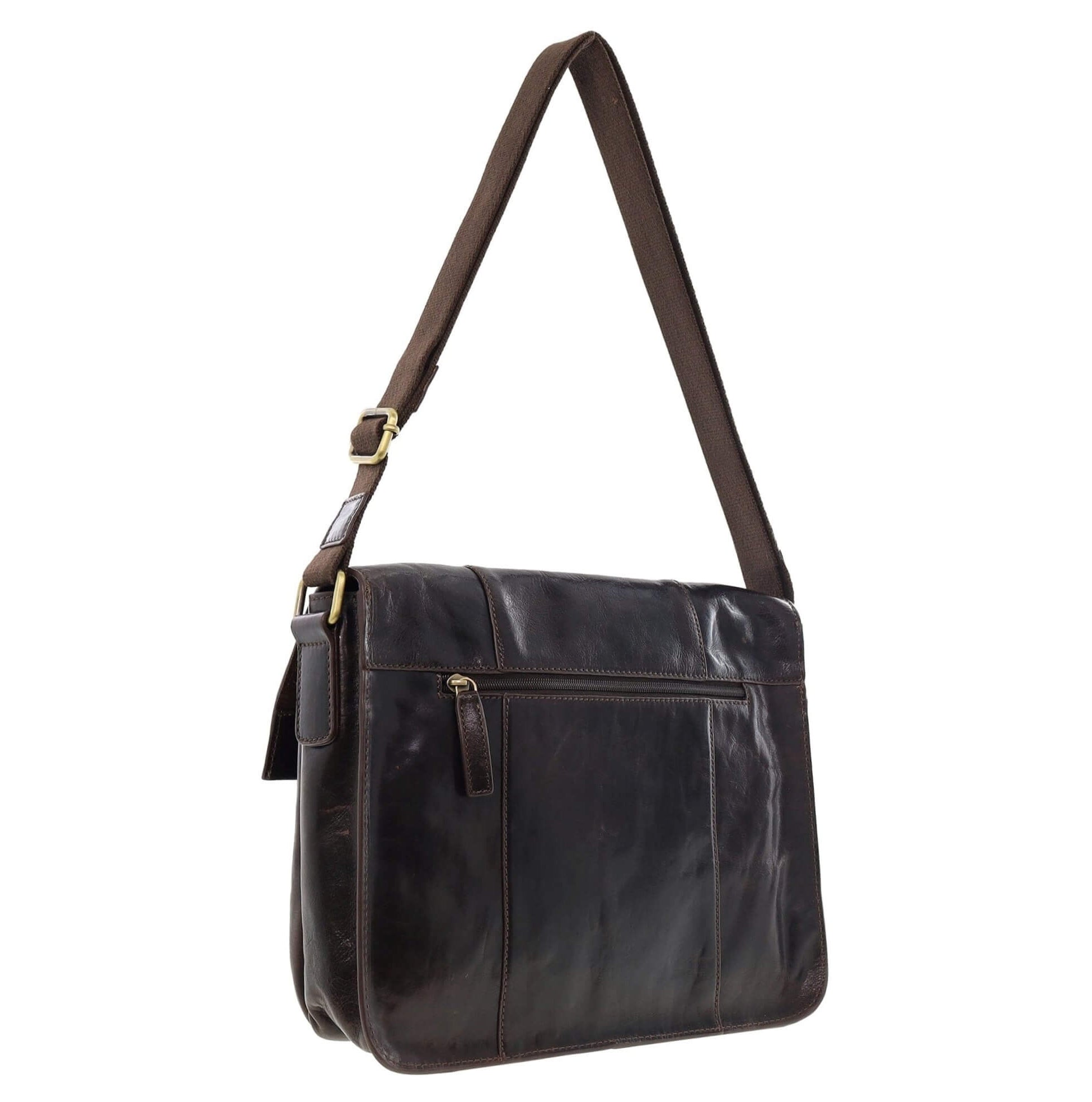 Pierre Cardin Men's Leather Messenger/Laptop Bag in Chocolate
