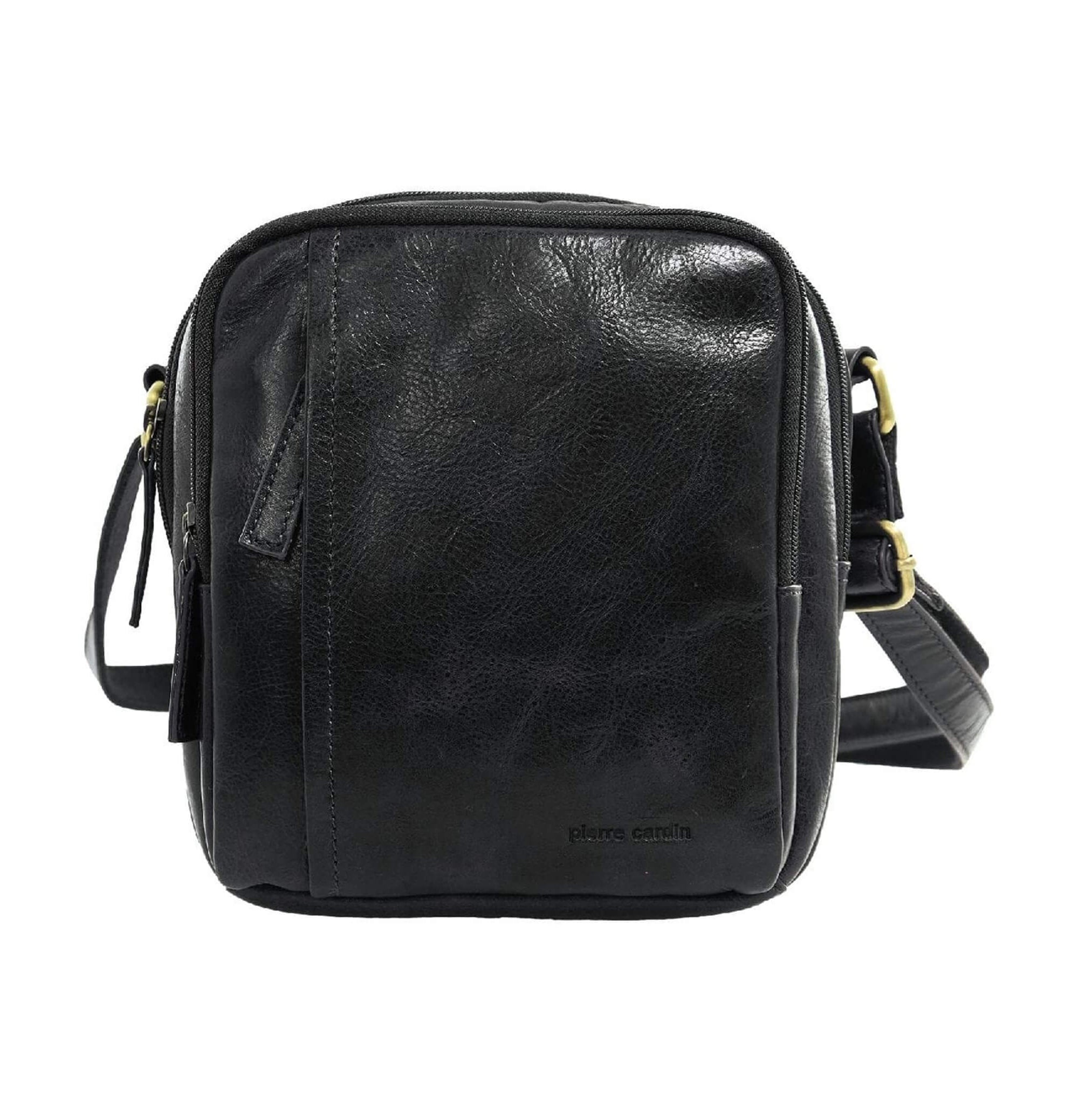 Pierre Cardin Men's Leather Crossbody Bag in Black