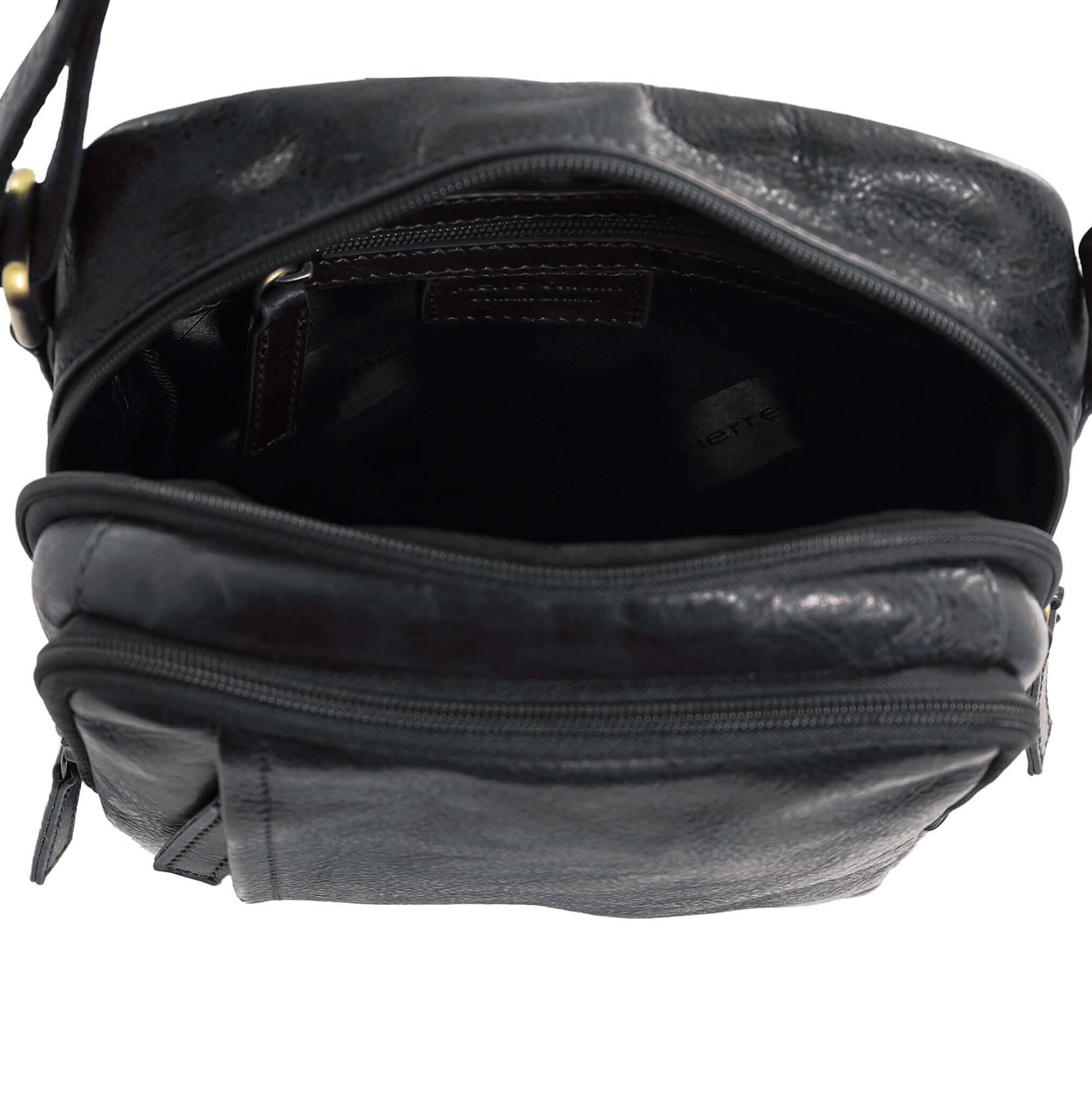 Pierre Cardin Men's Leather Crossbody Bag in Black