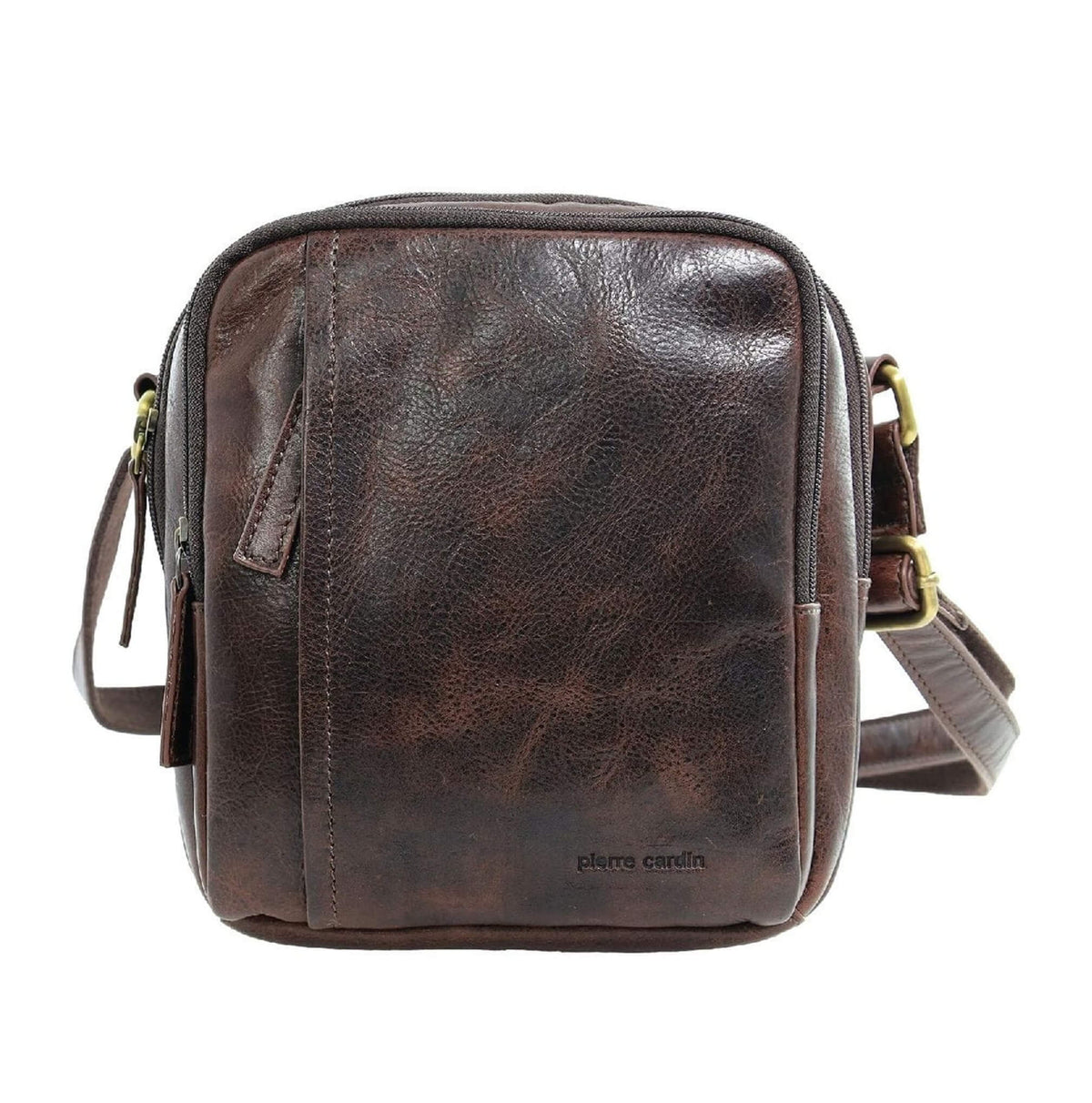 Pierre Cardin Men's Leather Crossbody Bag in Chocolate