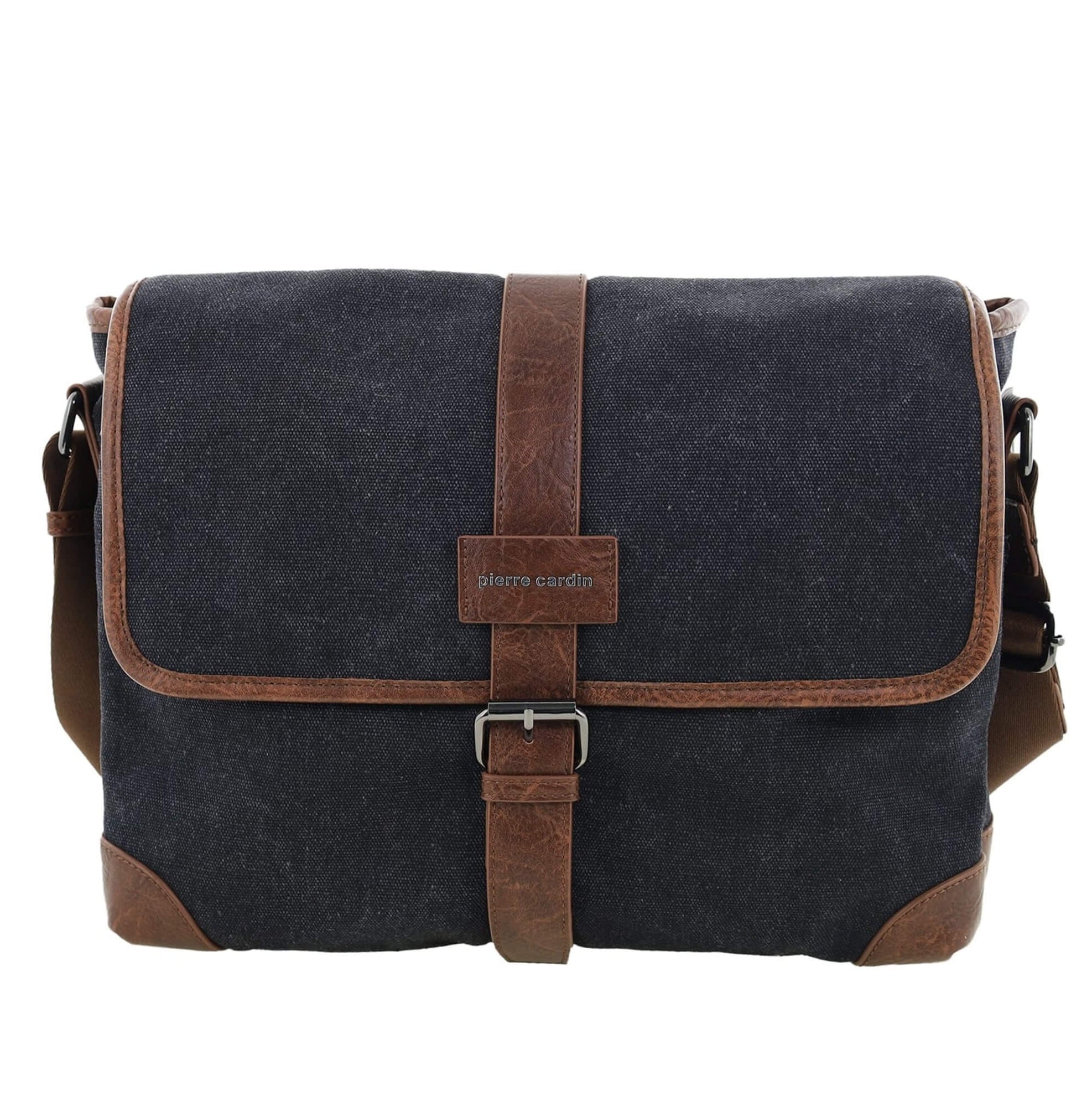 Pierre Cardin Canvas Messenger Bag in Black