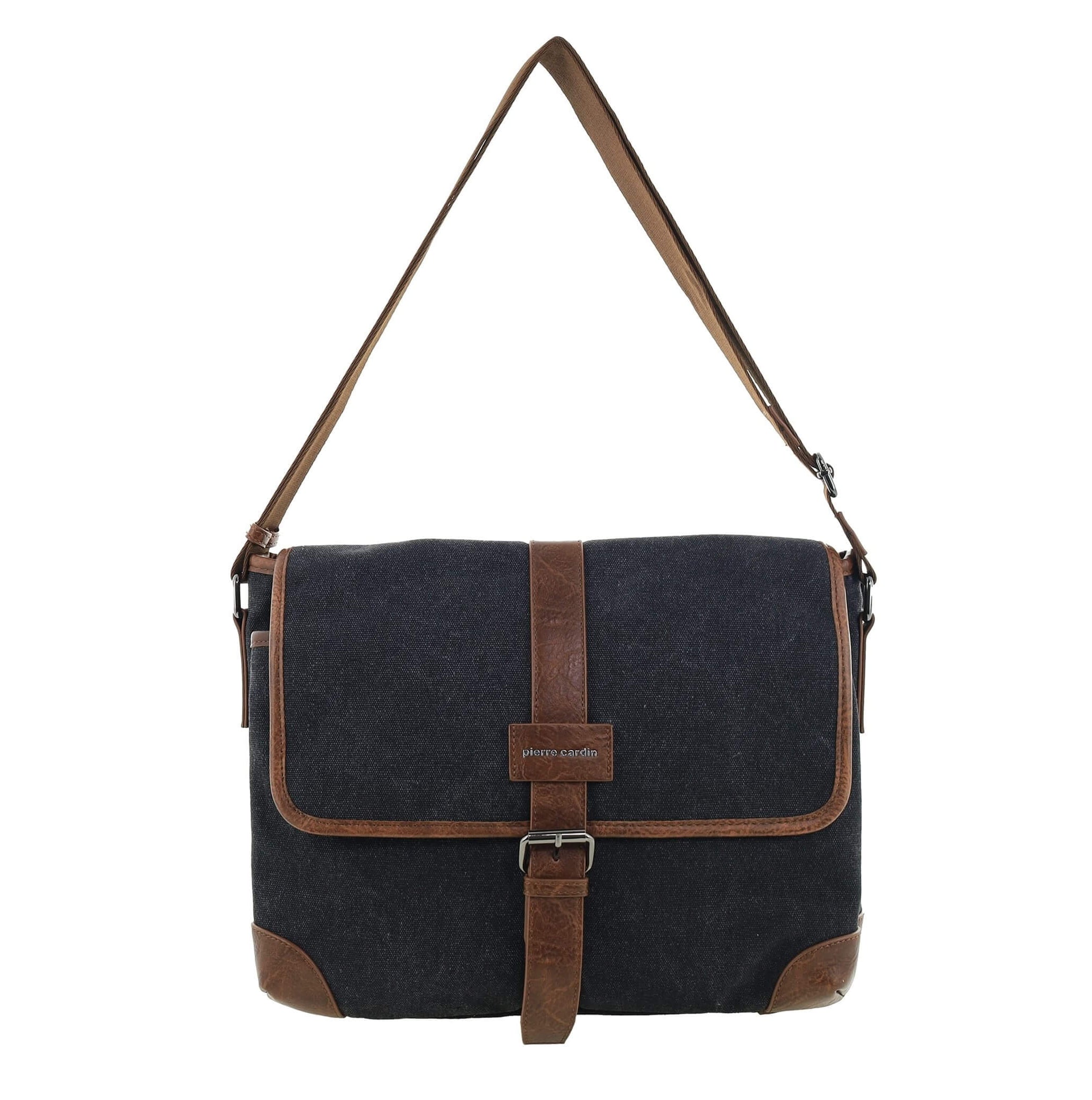 Pierre Cardin Canvas Messenger Bag in Black
