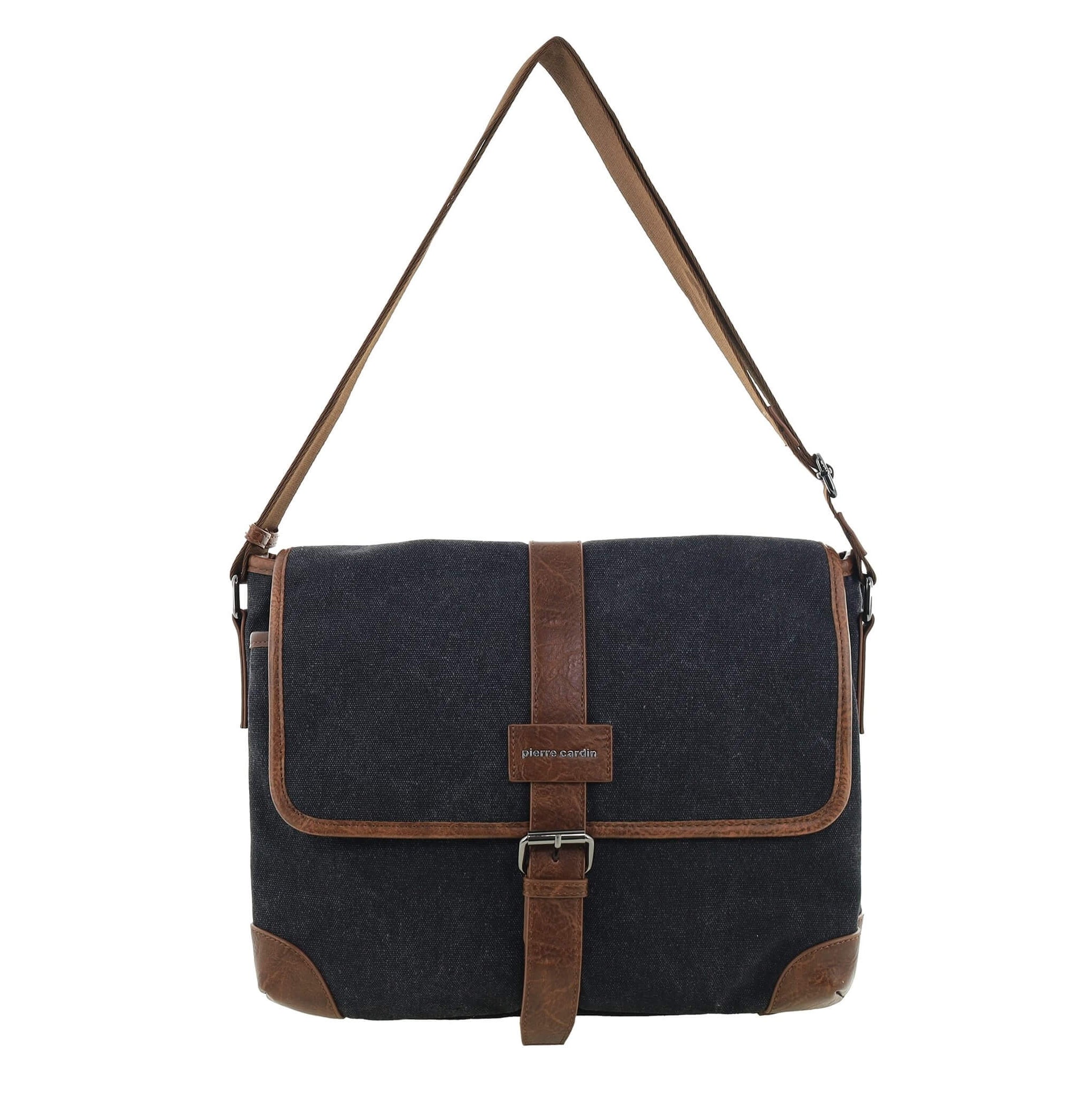 Pierre Cardin Canvas Messenger Bag in Black