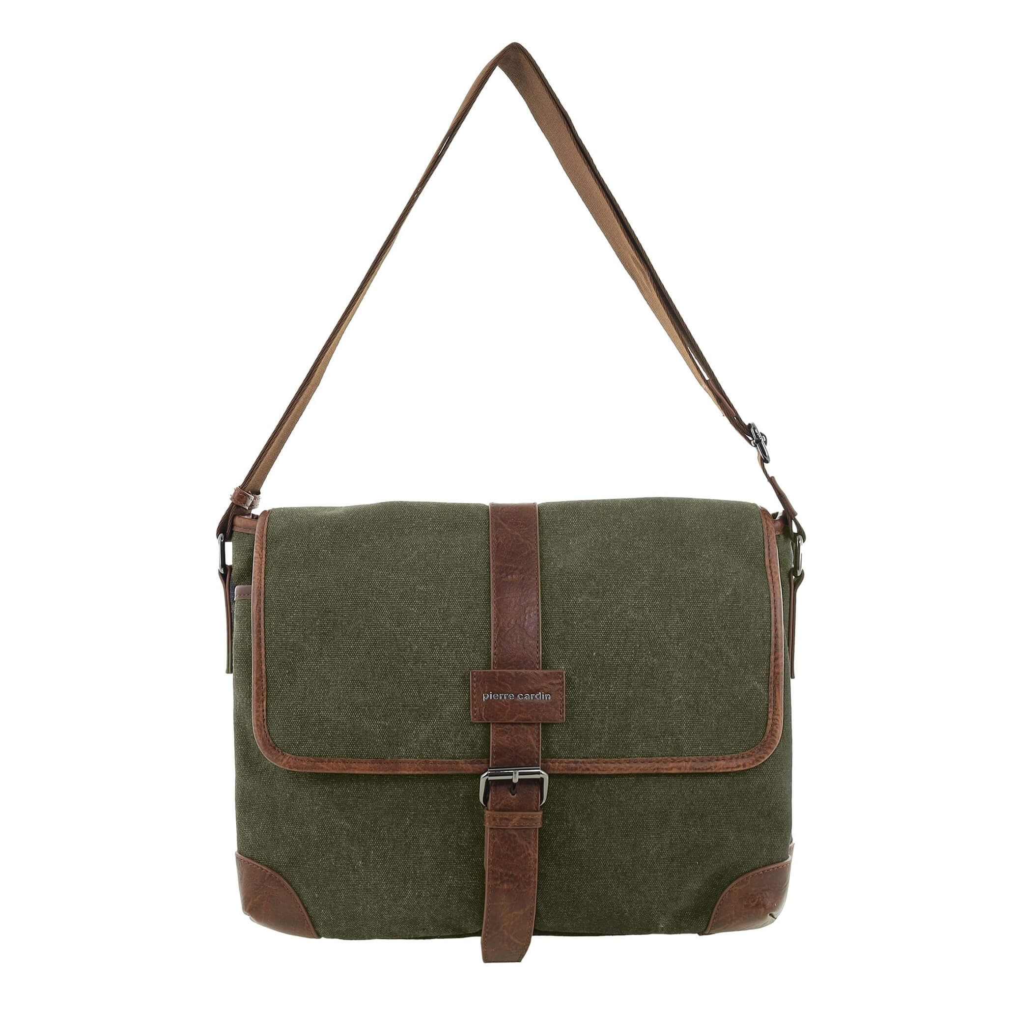 Pierre Cardin Canvas Messenger Bag in Brown