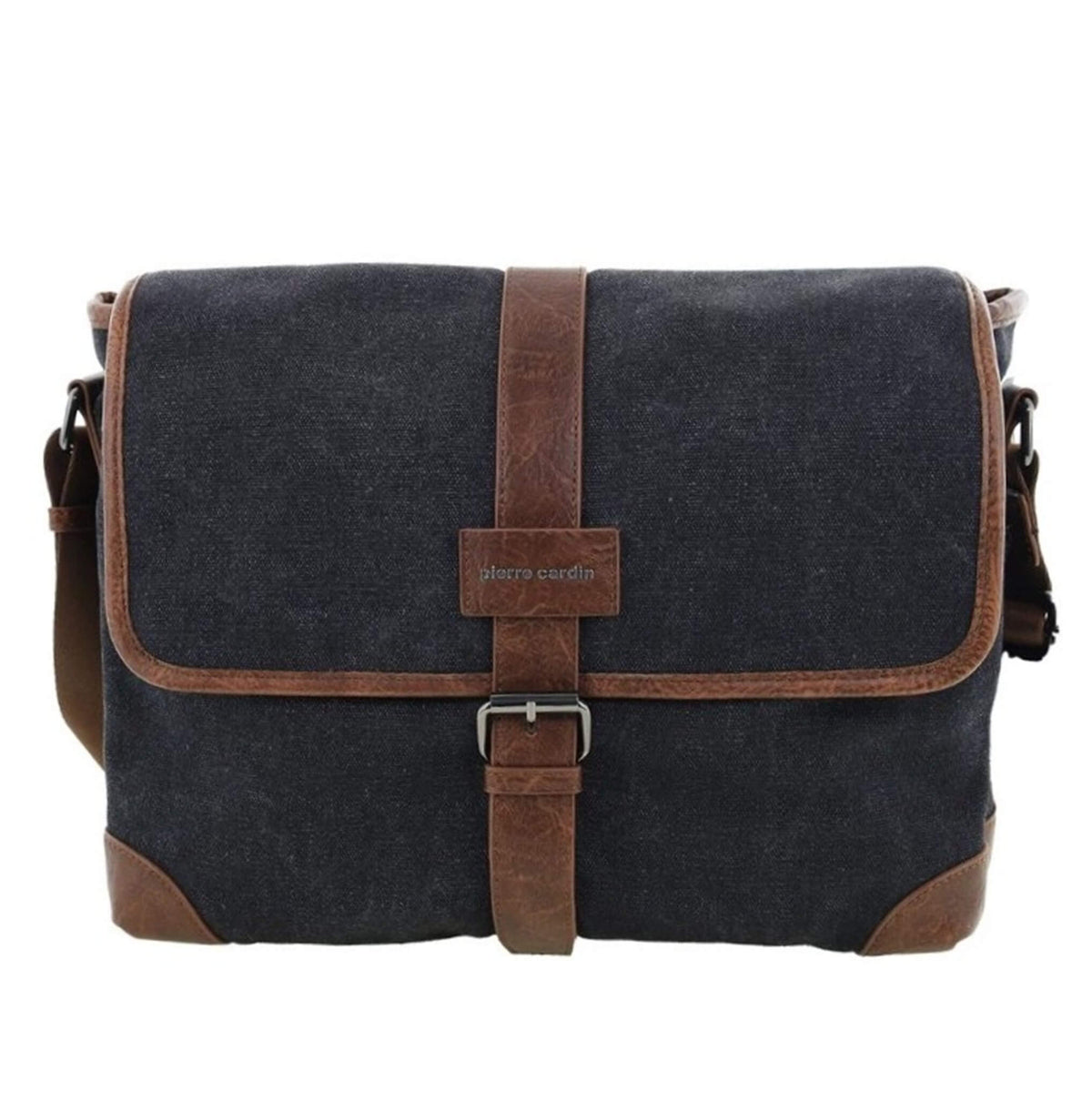Pierre Cardin Canvas Laptop Satchel in Black