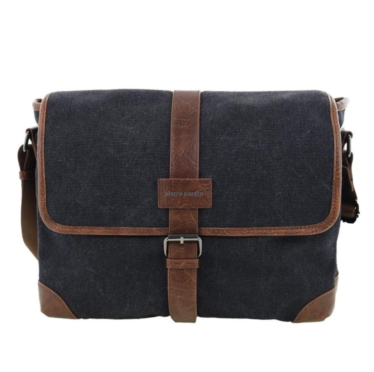 Pierre Cardin Canvas Laptop Satchel in Black