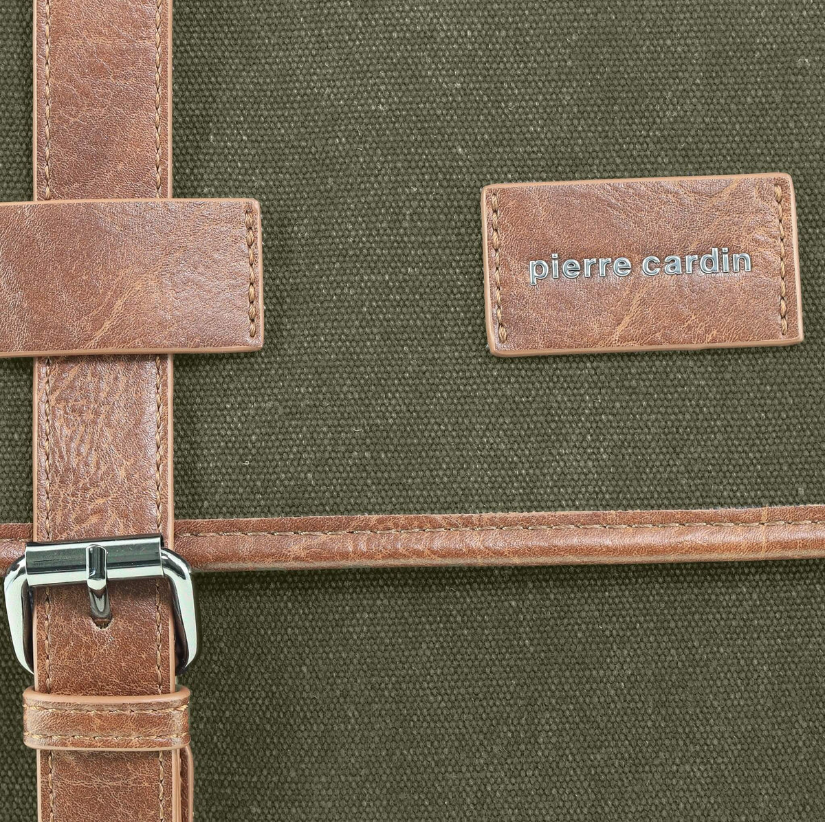 Pierre Cardin Canvas Laptop Satchel in Brown