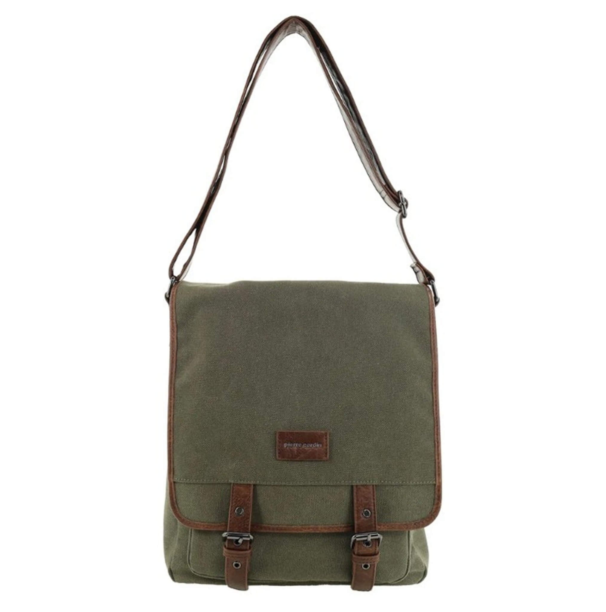 Pierre Cardin Canvas Buckle Satchel In Brown