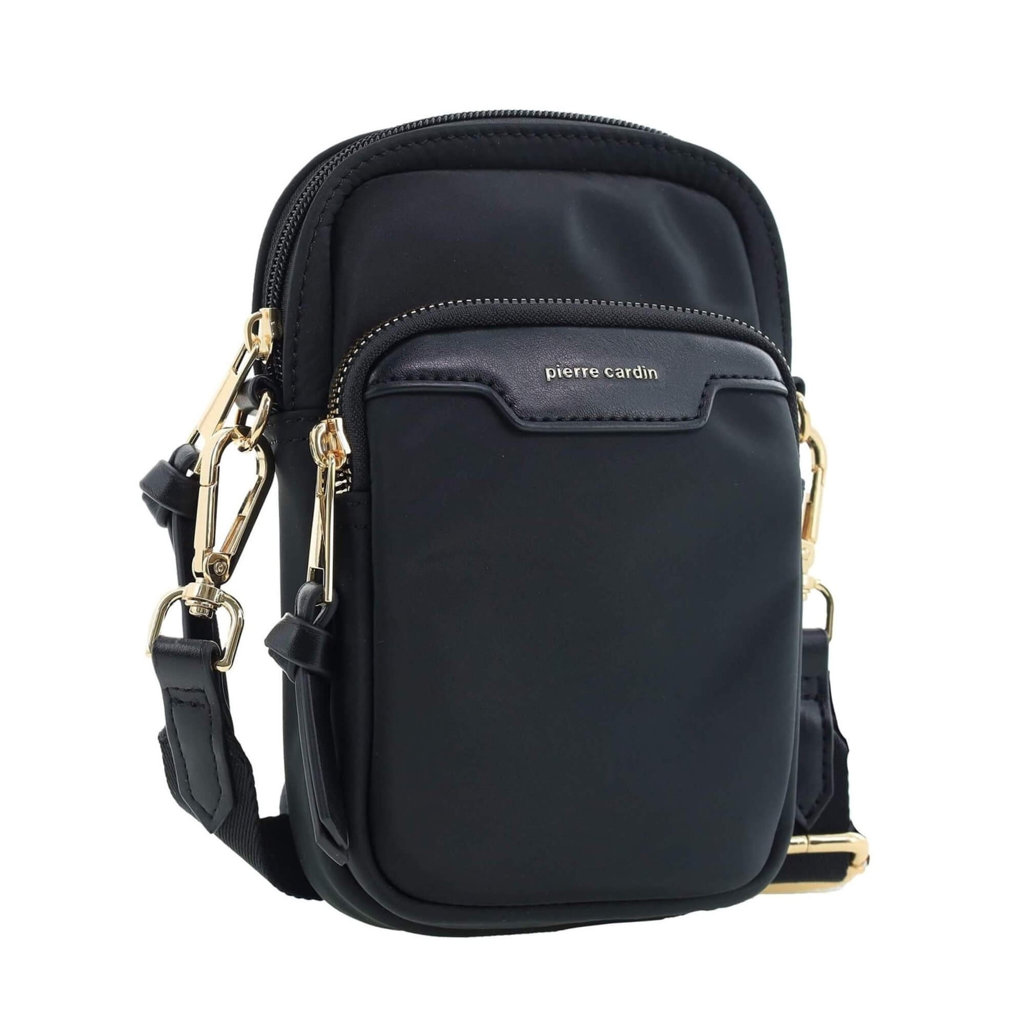 Pierre Cardin Monaco Nylon Crossbody Bag In Black