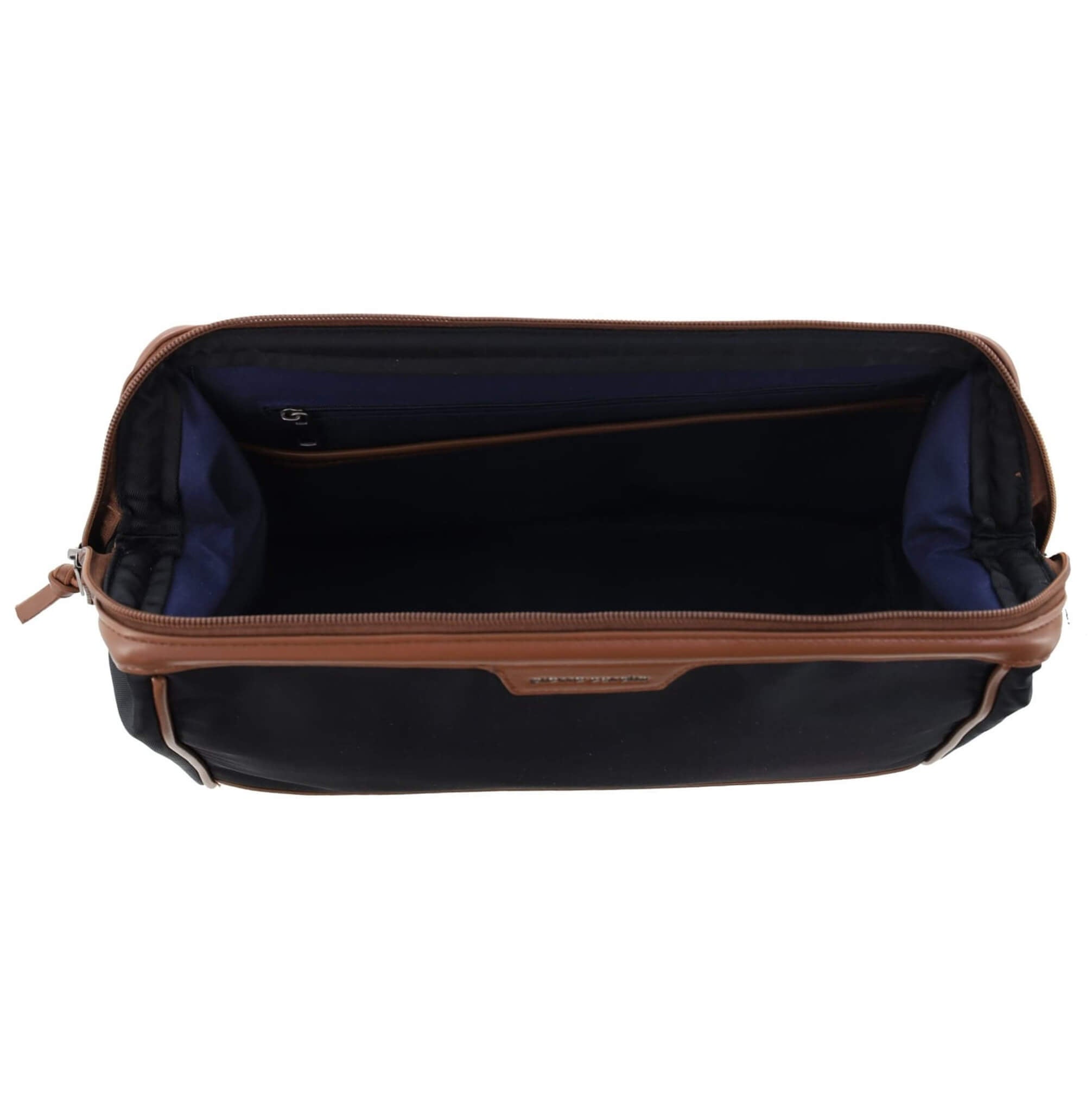 Pierre Cardin PC4128 nylon toiletry bag with brown vegan leather trim.