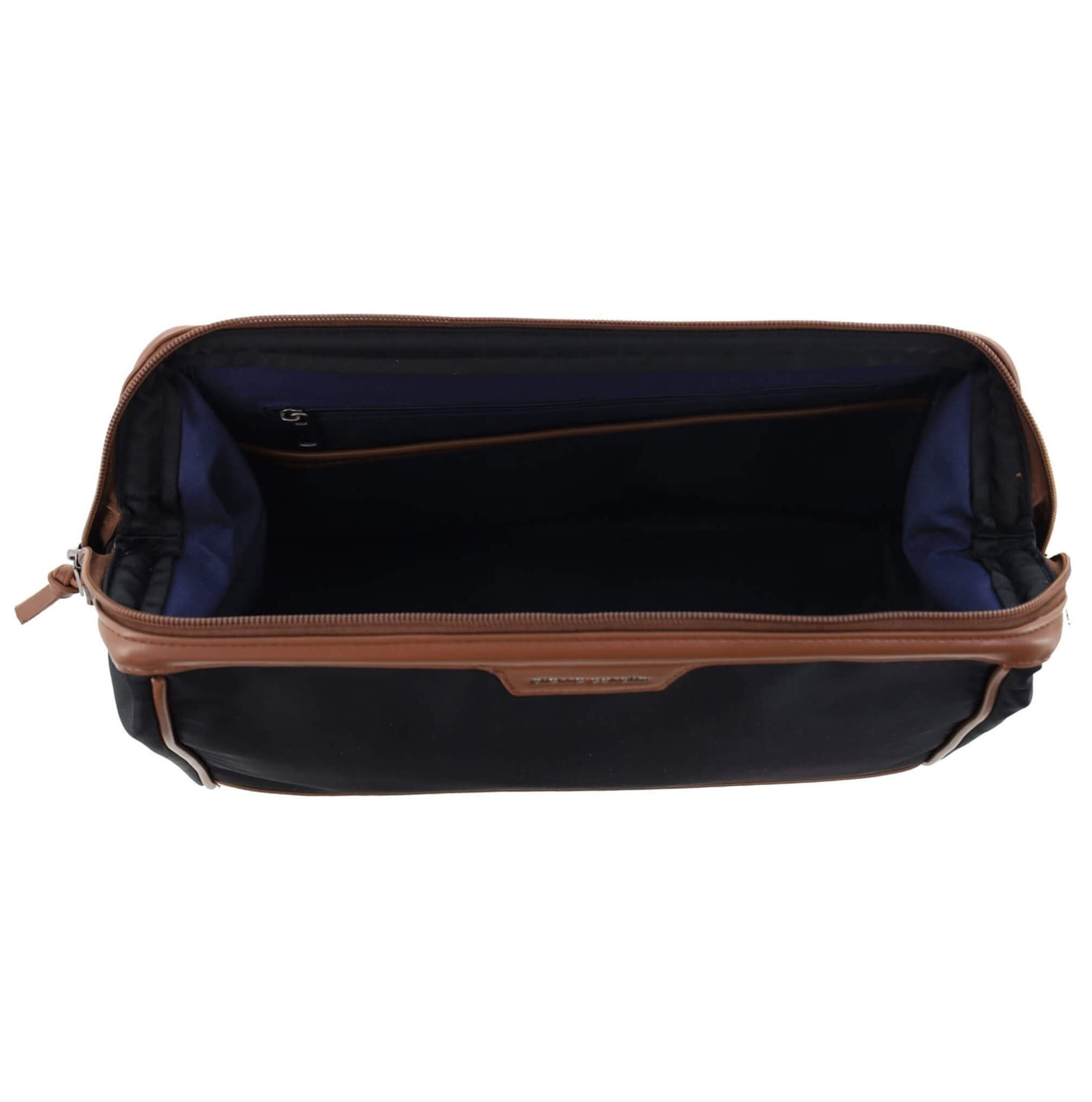 Pierre Cardin PC4128 nylon toiletry bag with brown vegan leather trim.