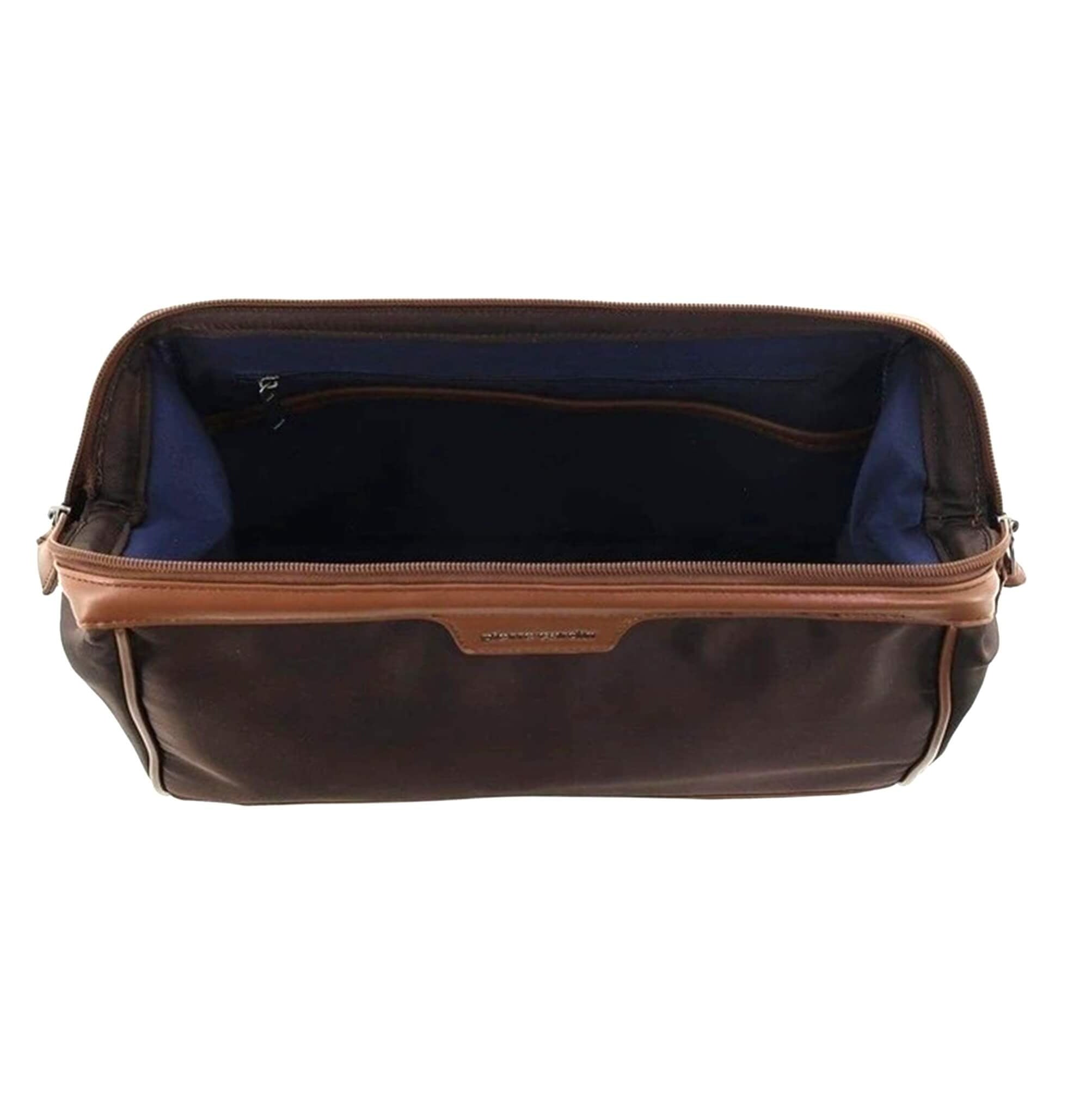 Pierre Cardin PC4128 nylon toiletry bag with brown vegan leather trim.