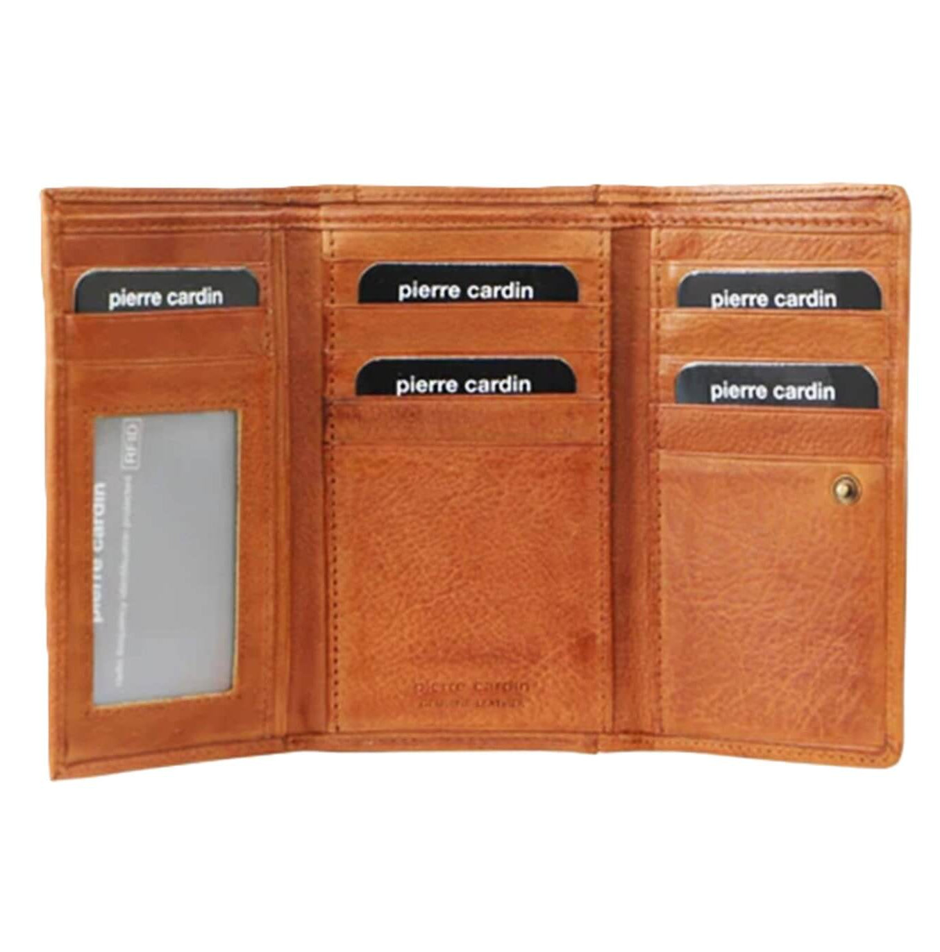 Pierre Cardin Ladies' Leather RFID Tri-fold Wallet in Cognac