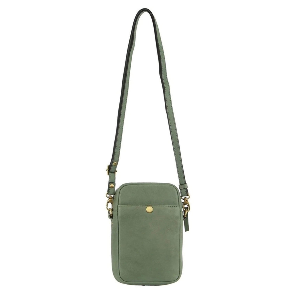 Pierre Cardin RFID Ladies Textured Leather Phone Bag in Sage