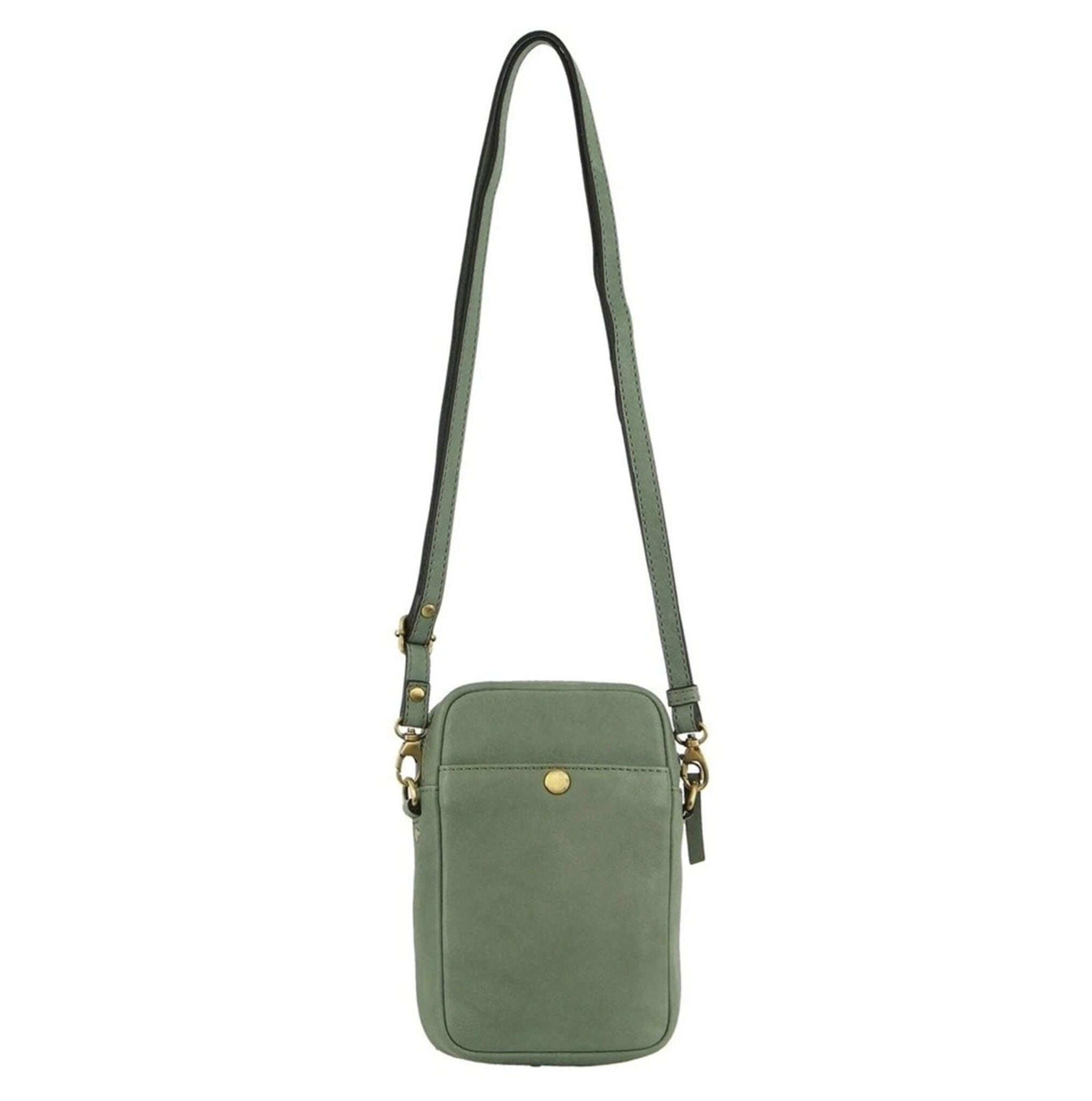 Pierre Cardin RFID Ladies Textured Leather Phone Bag in Sage