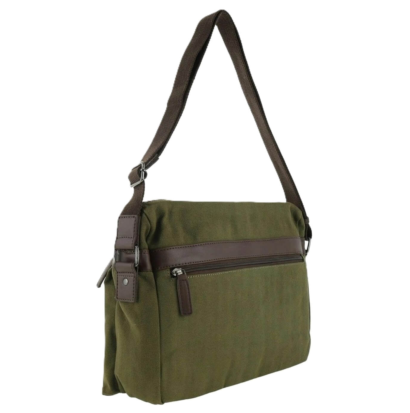 Police Rustic Canvas Men's Messenger Business Bag in Dark Olive