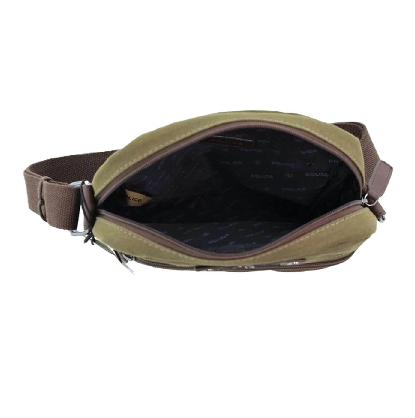 Police Rustic Canvas Men's Messenger Business Bag in Dark Olive