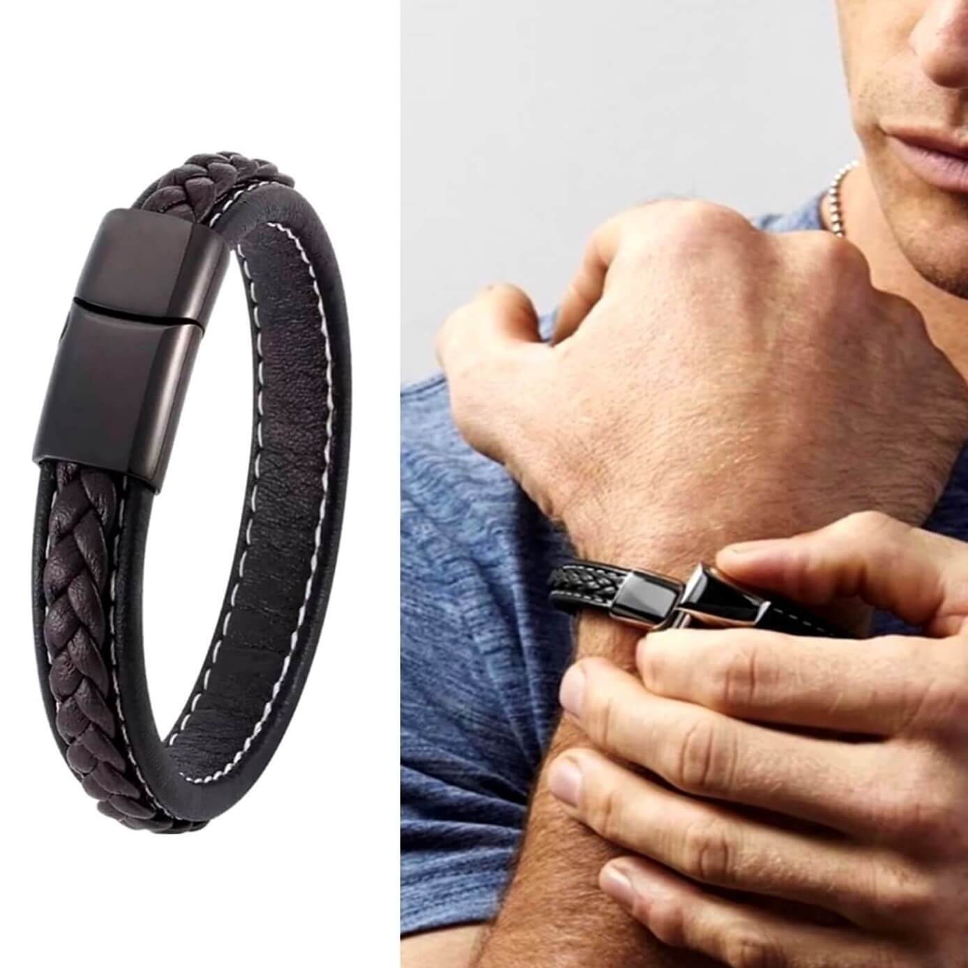  Sporty Theme Coffee Leather Bracelet