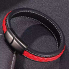 Sporty Theme Red Leather Bracelet