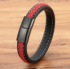 Sporty Theme Red Leather Bracelet