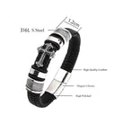 Black Leather Band Mens Cross Bracelet