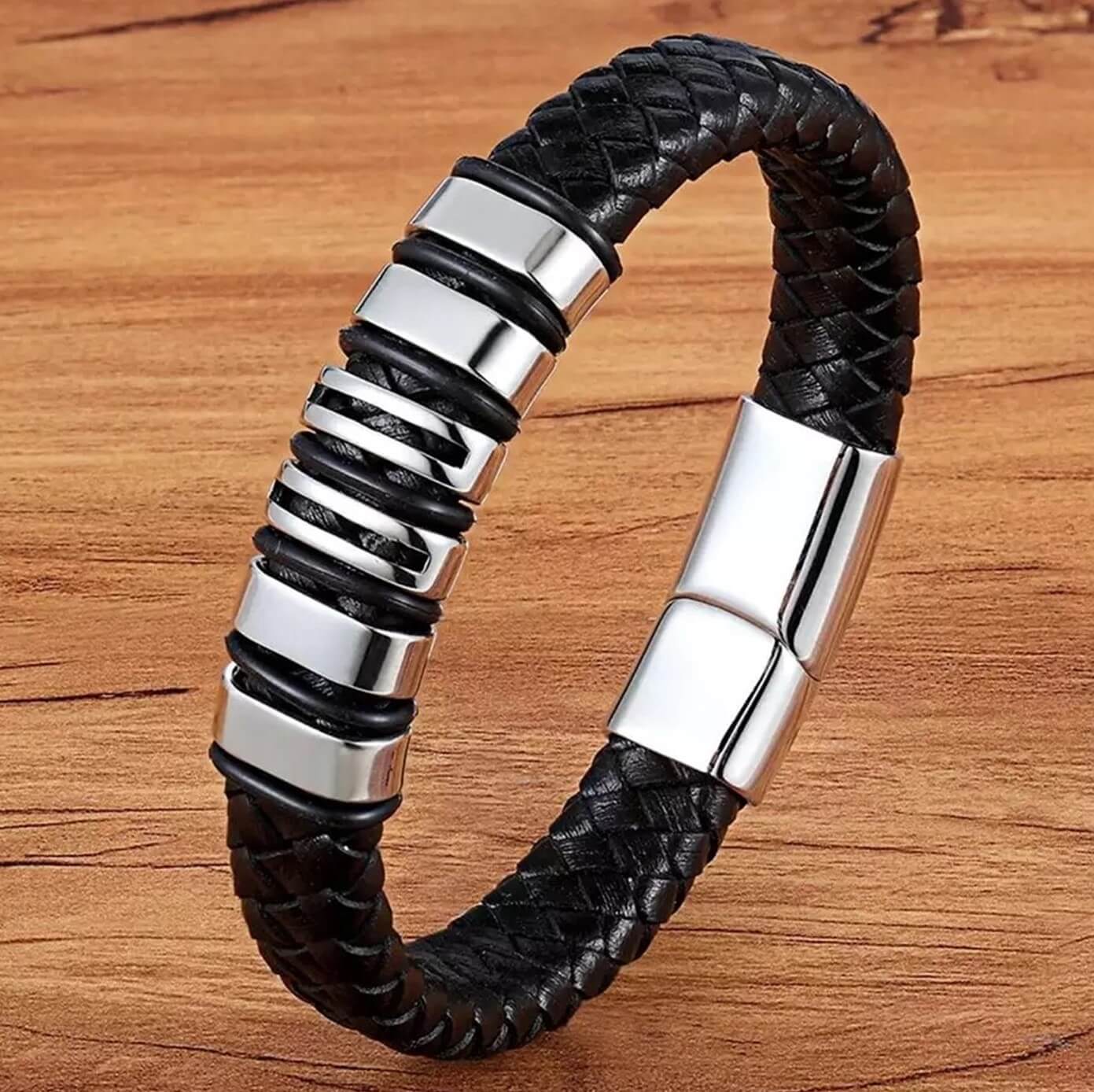 Chaps Titanium Leather Bracelet