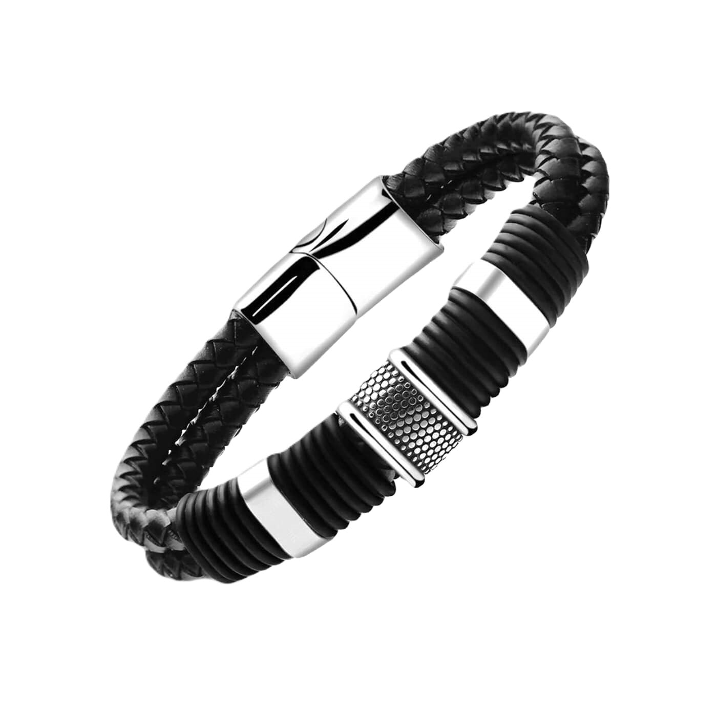 Mens Buckle Leather Bracelet/Black