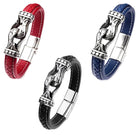 Antiquate Red Mens Leather Bracelet