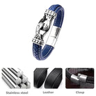 Antiquate Navy Mens Leather Bracelet