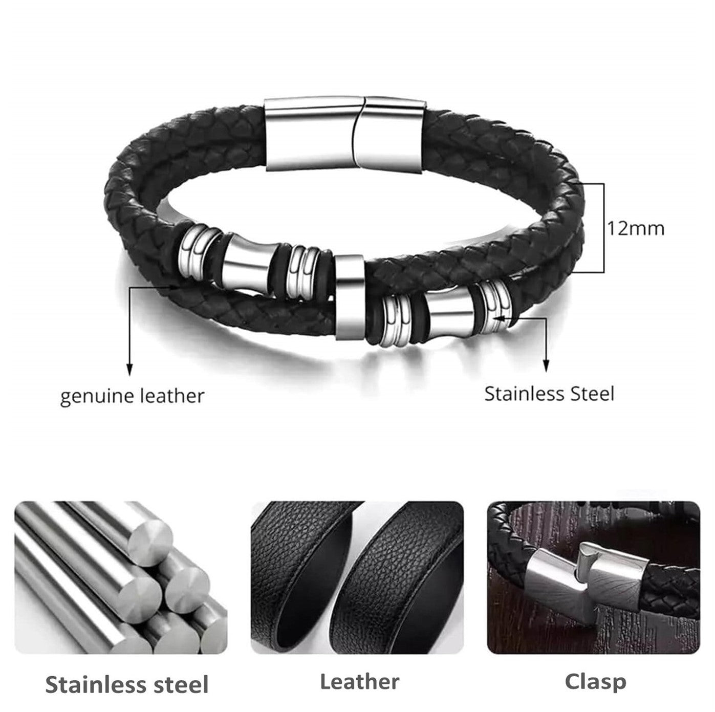 Mens Buccaneer Leather Bracelet