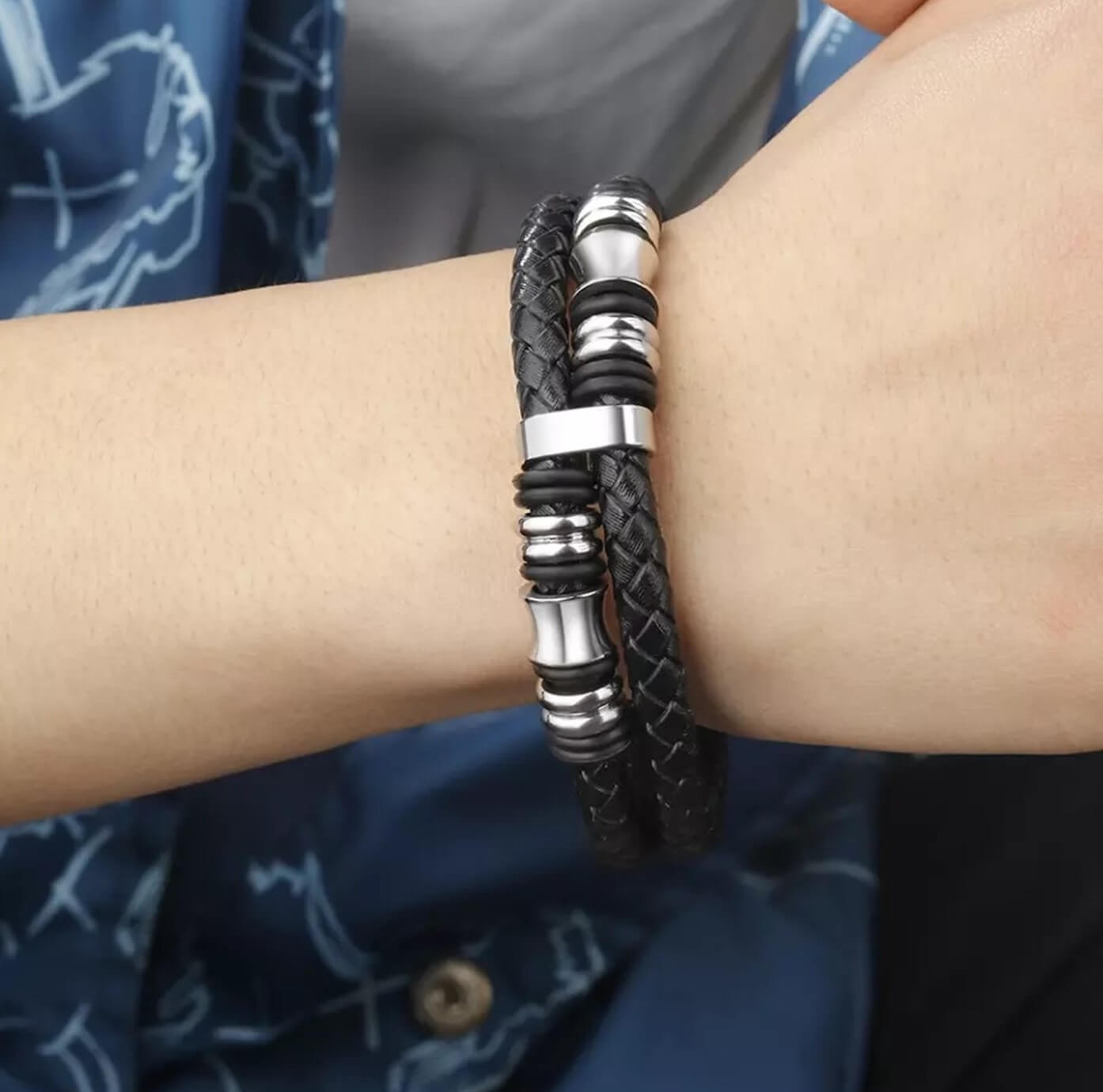 Mens Buccaneer Leather Bracelet