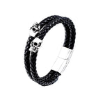 Mens Noggin Skull Leather Bracelet