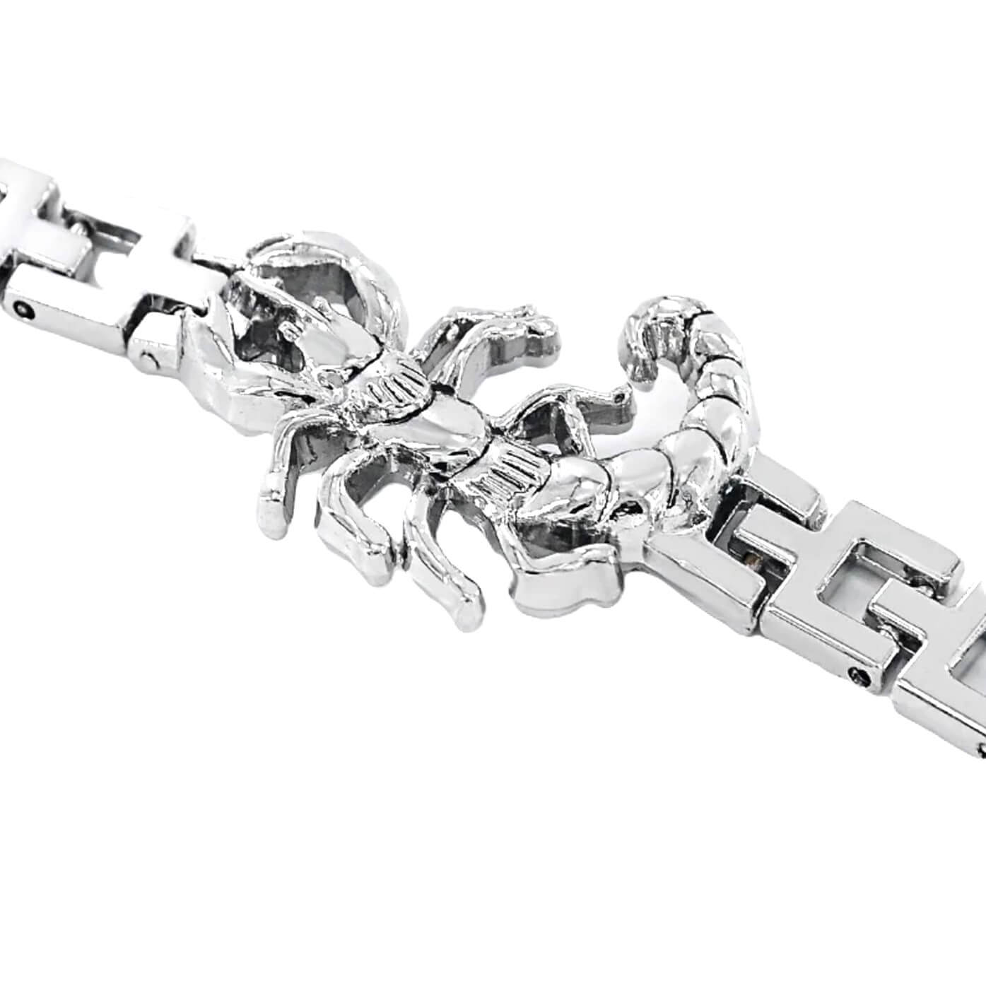 Unisex Interlinked Zodiac Scorpion Steel Cuff/Silver