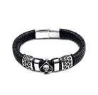 Mens Ace of Skull Leather Bracelet