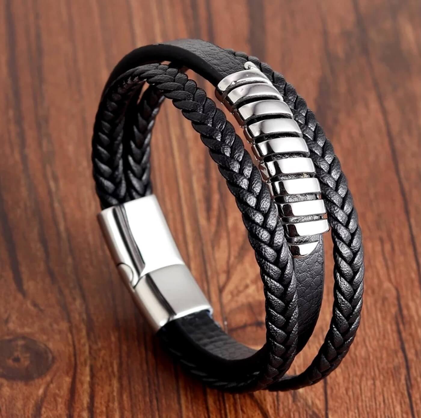 Mens Rung Leather Bracelet