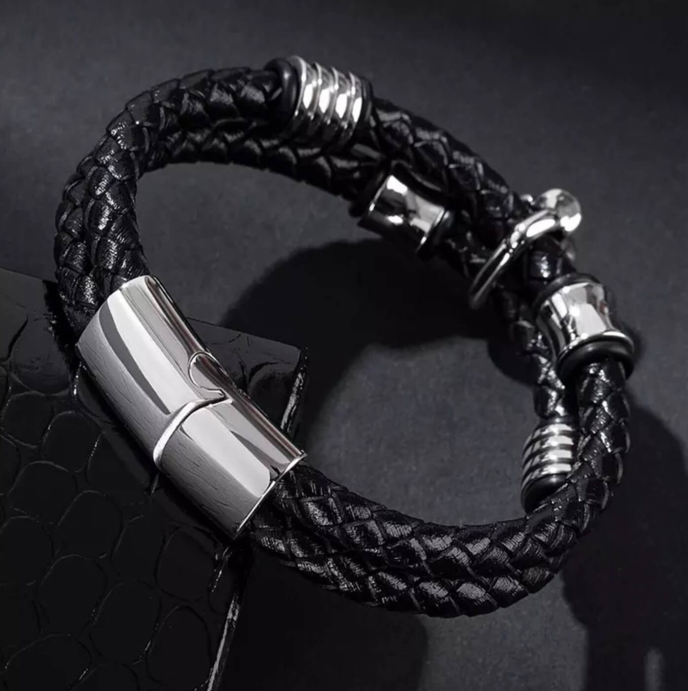 Mens  Rosette Leather Bracelet