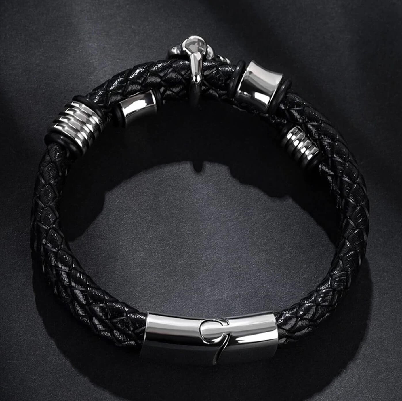 Mens  Rosette Leather Bracelet