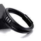 Mens Insignia Black Leather Bracelet